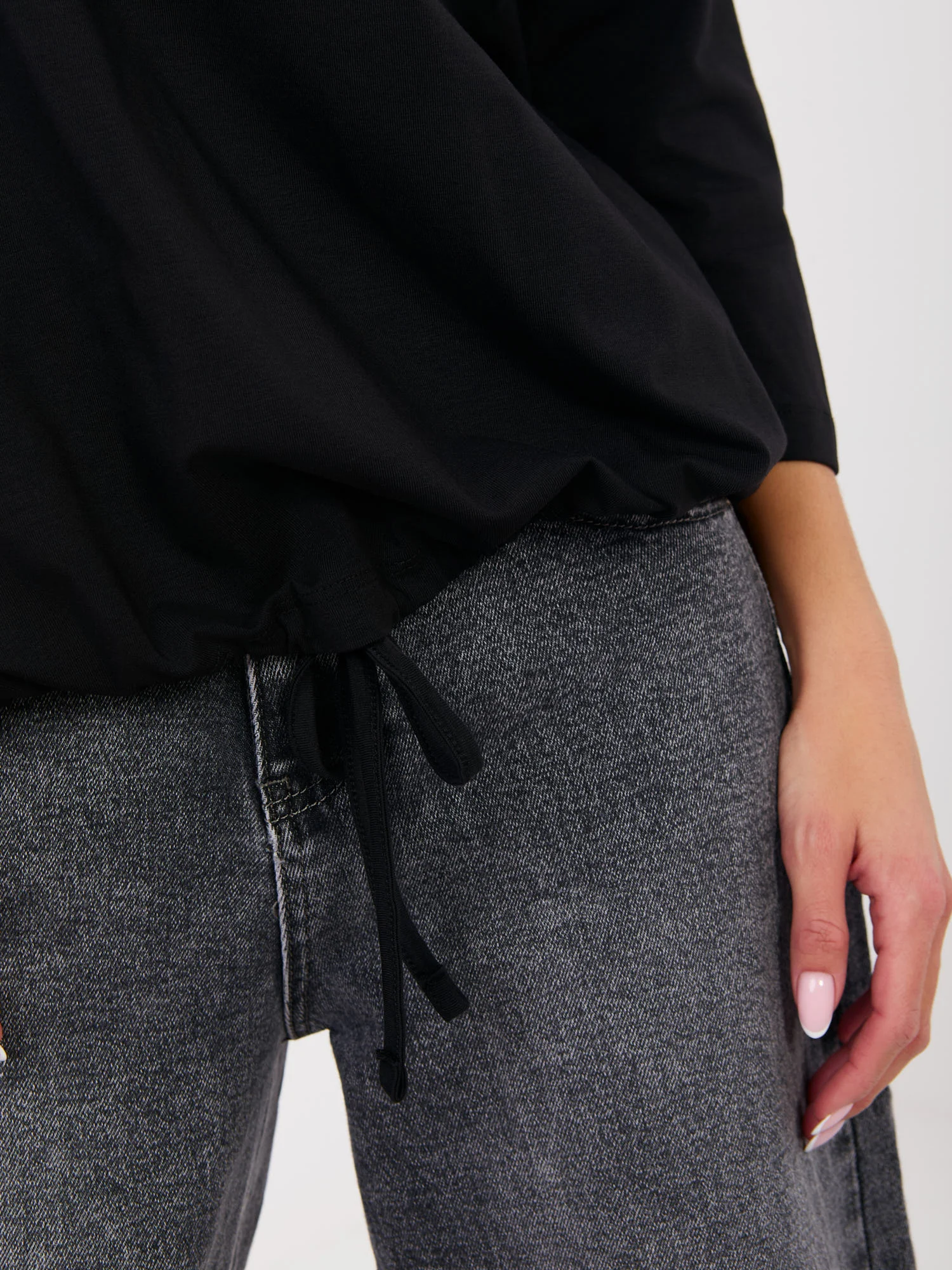 Bluza Dama Maneca 3/4, Decolteu rotund, RUE PARIS, Negru Casual - imagine 4