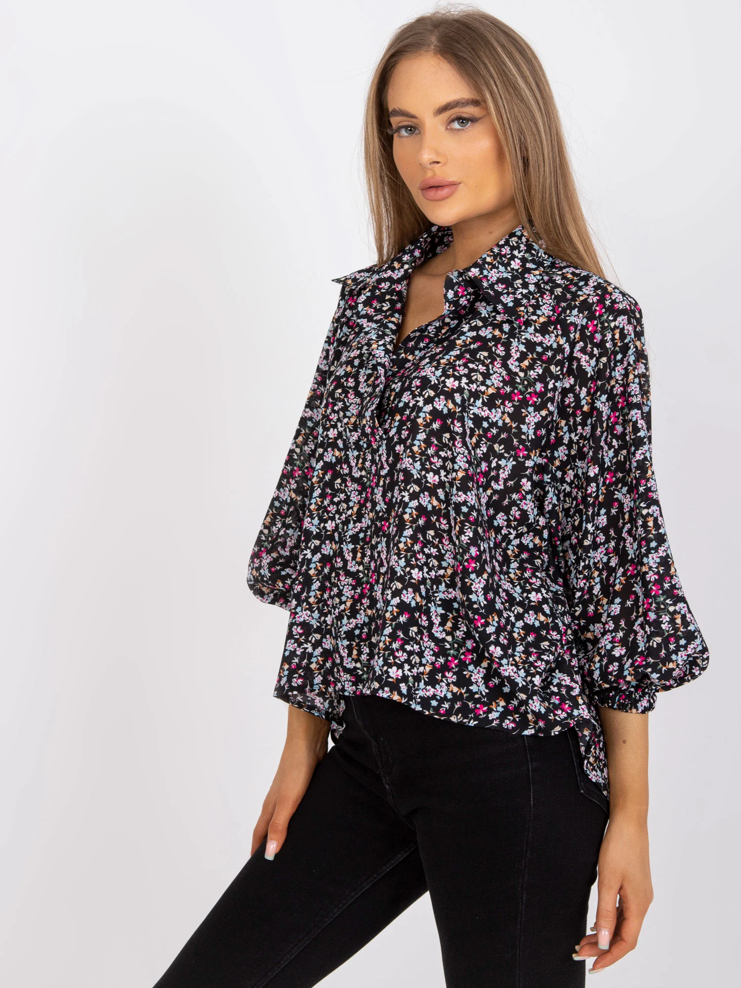 Bluza Dama Maneca lunga, Floral, ZULUNA, Roz Eleganta Office - imagine 4