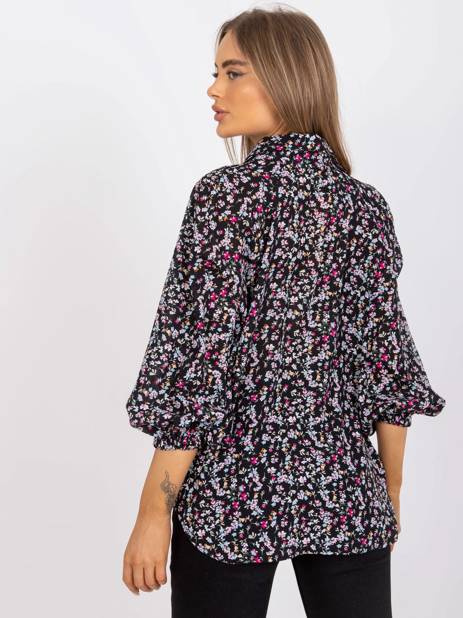 Bluza Dama Maneca lunga, Floral, ZULUNA, Roz Eleganta Office - imagine 3