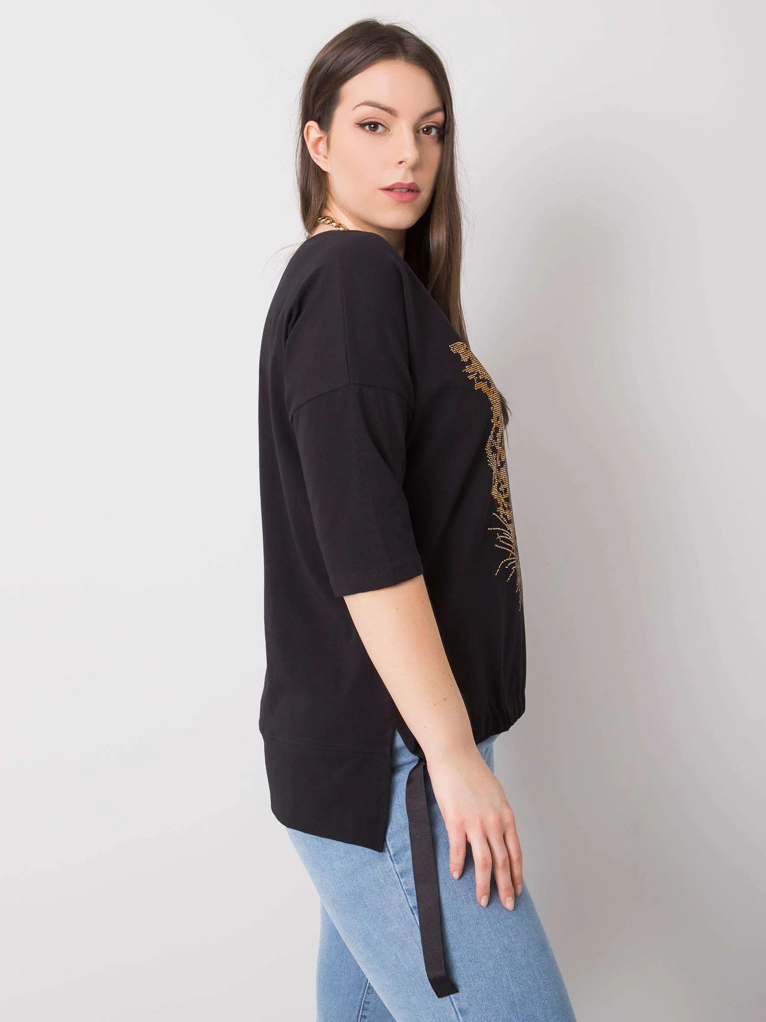 Bluza Dama Maneca 3/4, Animal print, RELEVANCE, Negru Casual - imagine 2