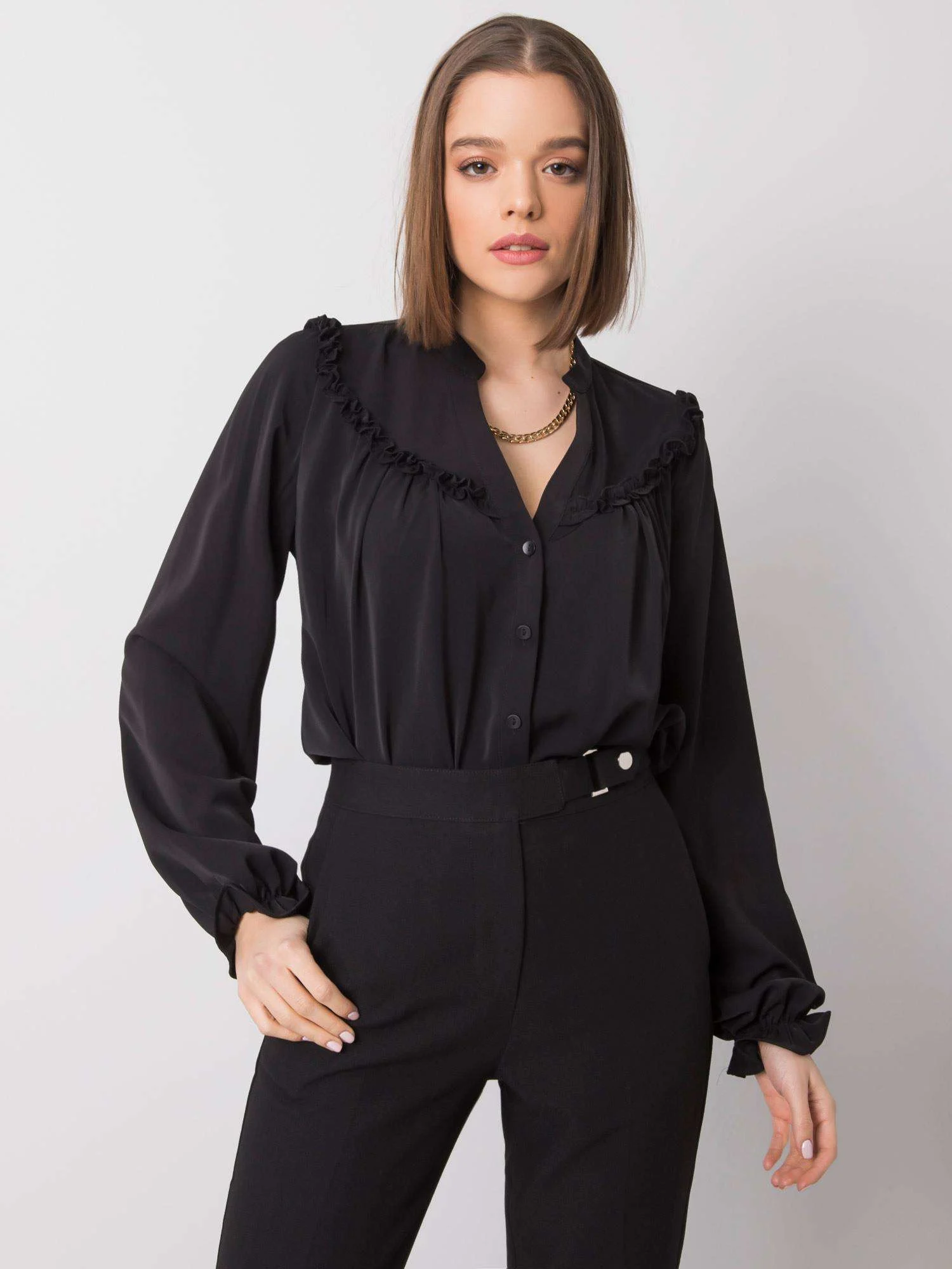 Camasa Dama Maneca lunga, Elegant, Och Bella, Negru Eleganta - imagine 2