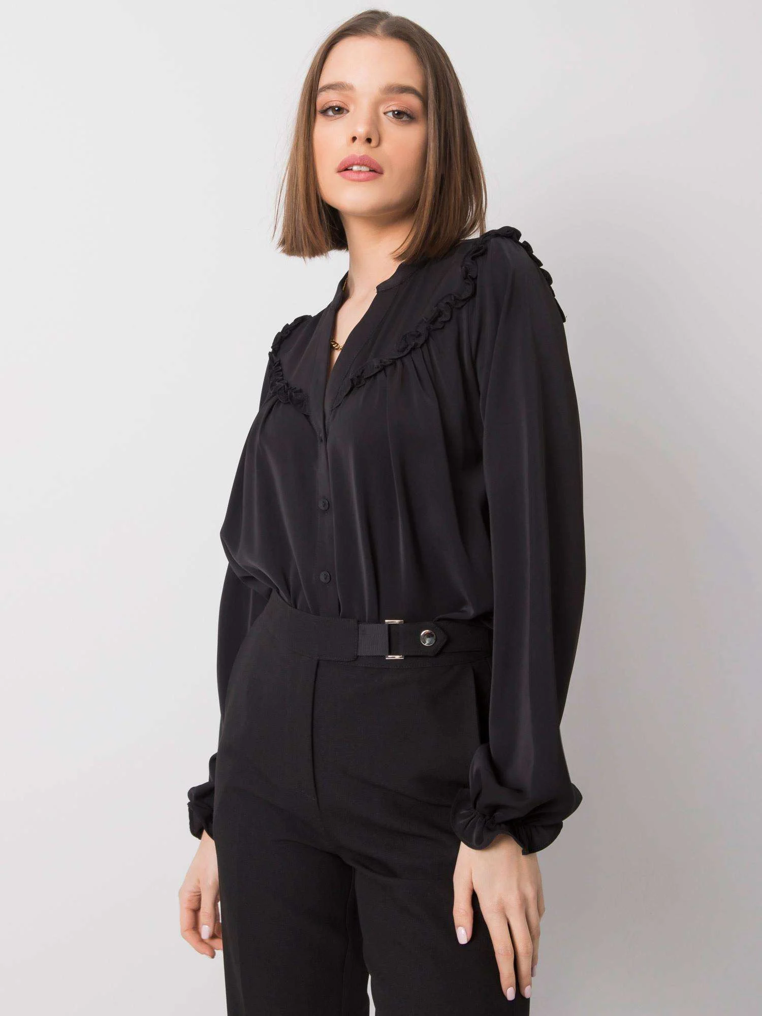 Camasa Dama Maneca lunga, Elegant, Och Bella, Negru Eleganta - imagine 4