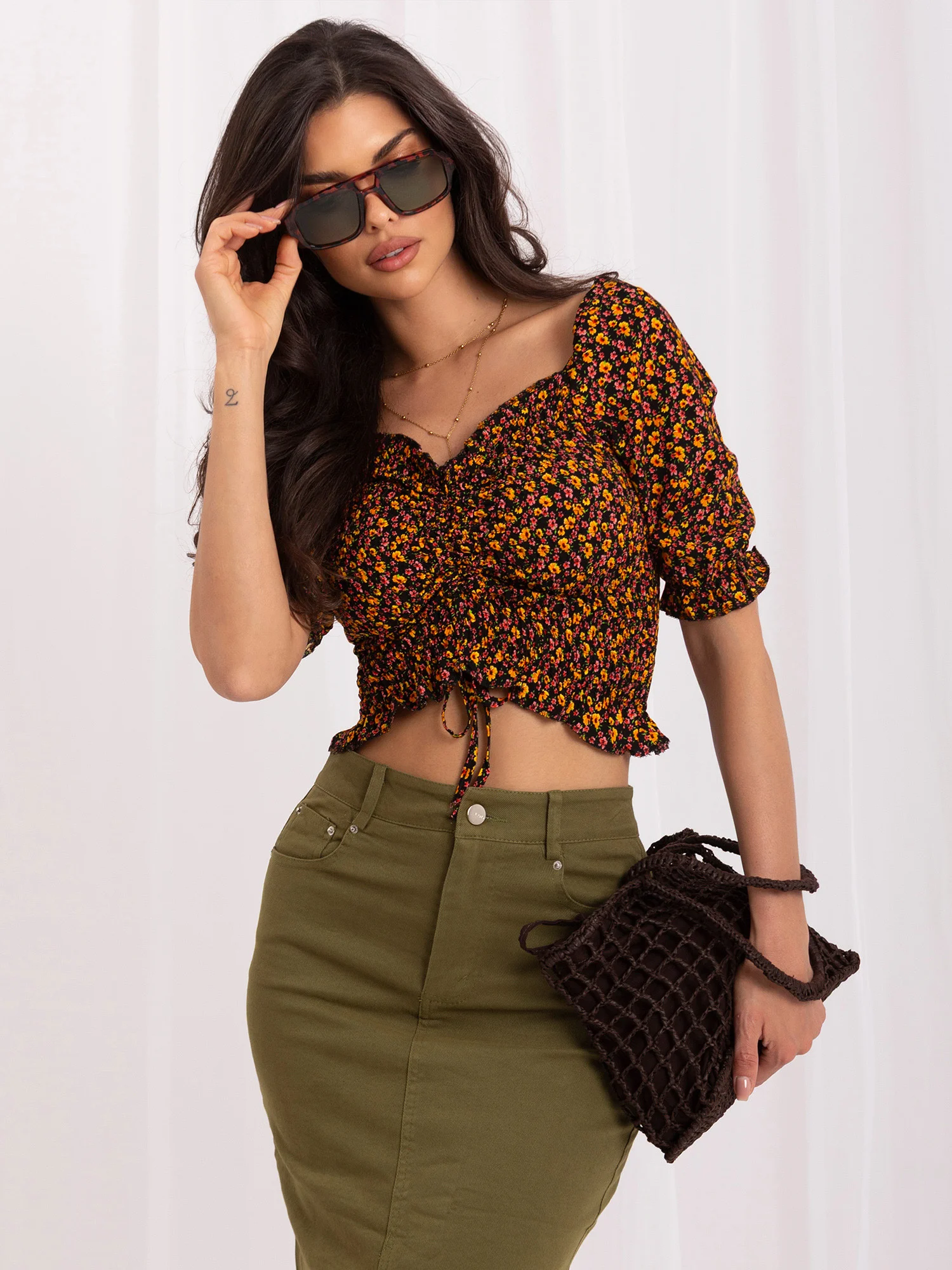 Bluza Dama Mini, Floral, RUE PARIS, Galben Casual - imagine 5