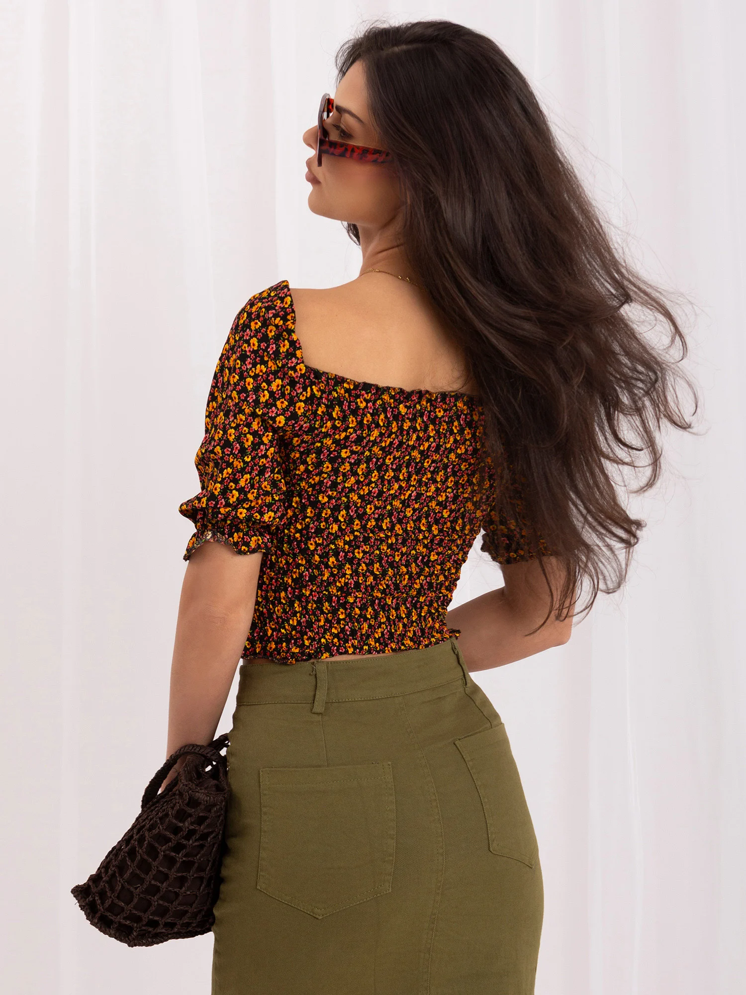 Bluza Dama Mini, Floral, RUE PARIS, Galben Casual - imagine 3
