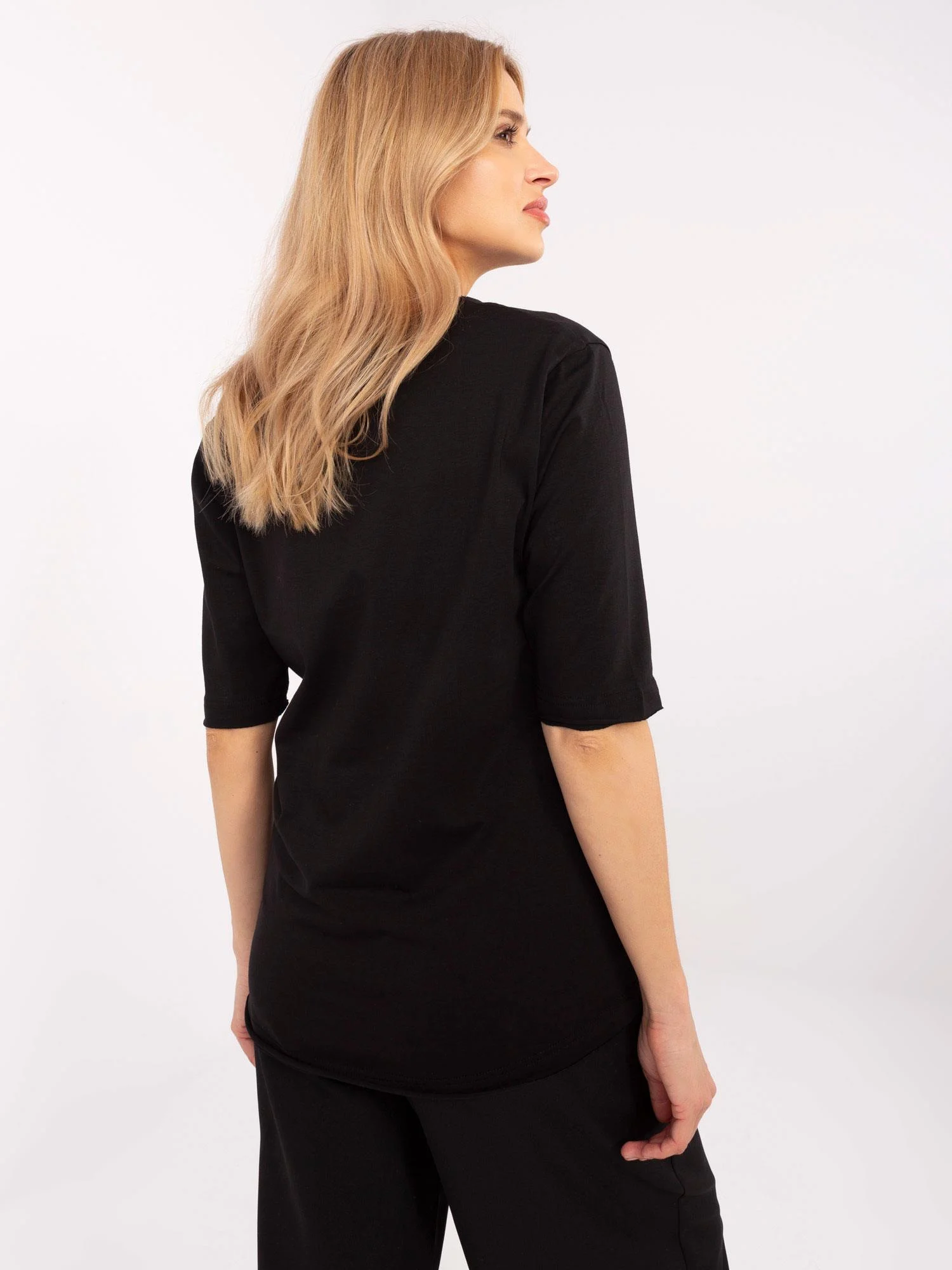 Bluza Dama Maneca 3/4, Animal print, Calimera, Negru - imagine 2
