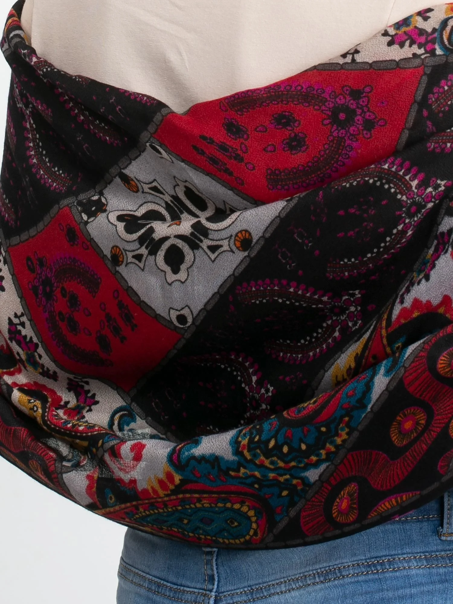 Bandana Dama Imprimat, Viscoza, Fashion Hunters, Negru - imagine 4