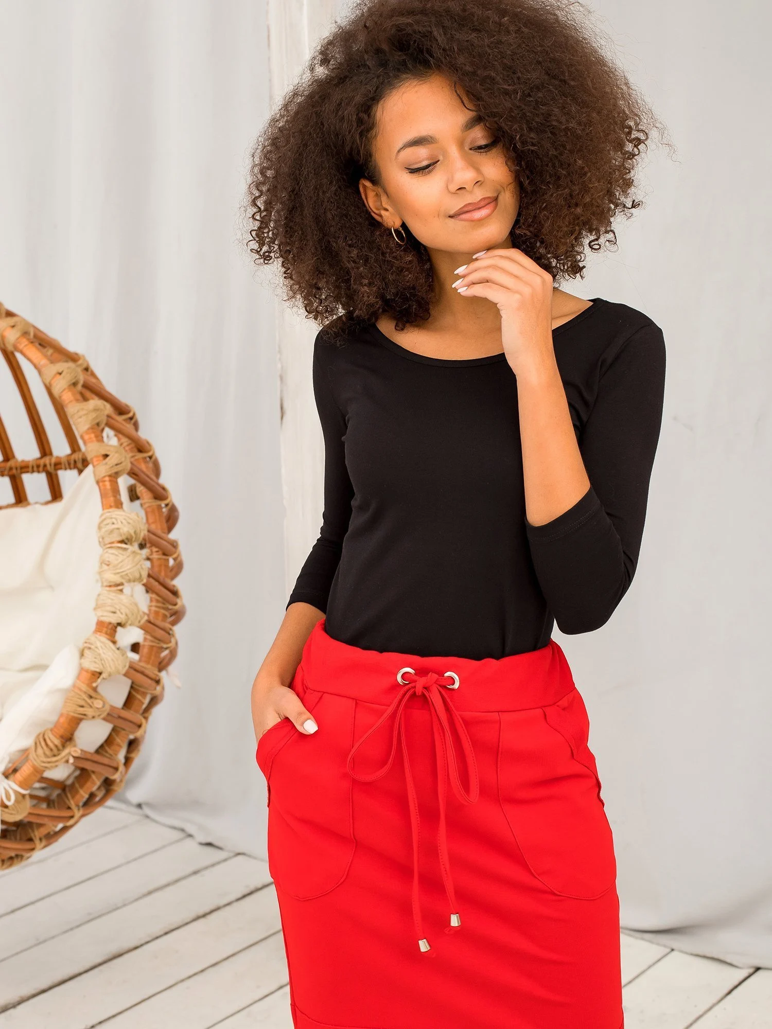 Bluza Dama Maneca 3/4, Decolteu rotund, BASIC FEEL GOOD, Negru Eleganta Office - imagine 4