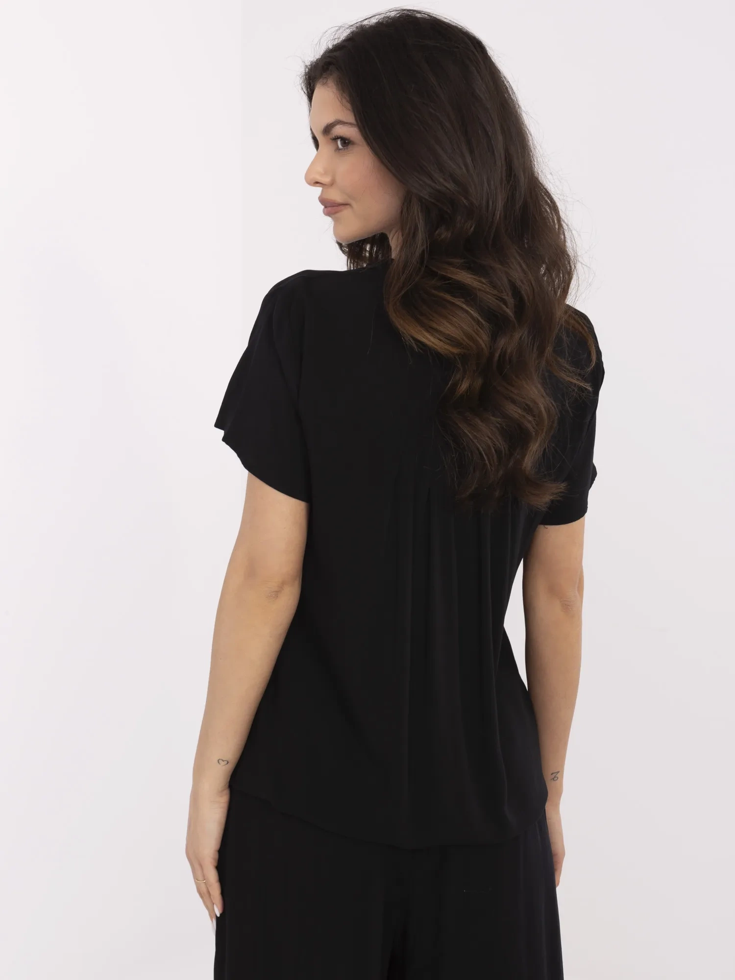 Bluza Dama Mini, Decolteu in V, Sublevel, Negru Casual Marimi Mari - imagine 2
