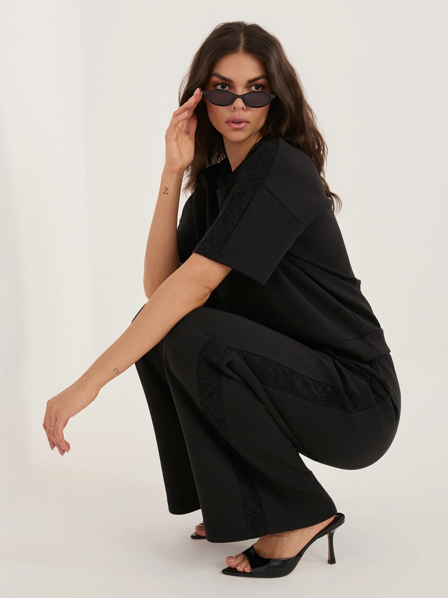 Bluza Dama Mini, Dantela, Maya, Negru Eleganta Office - imagine 3