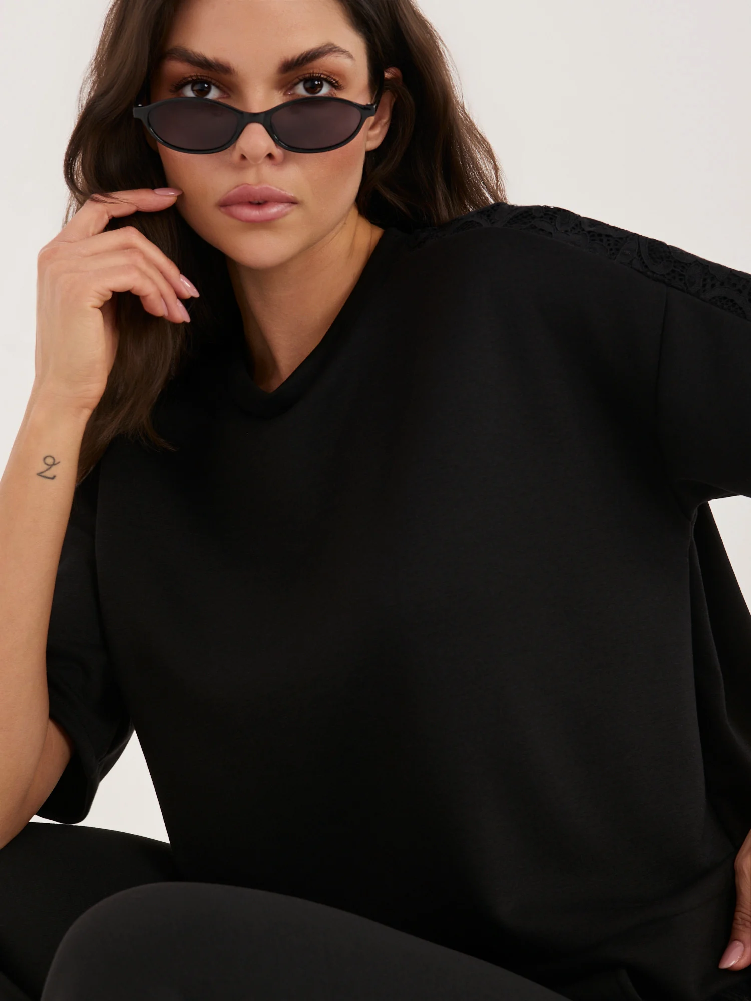 Bluza Dama Mini, Dantela, Maya, Negru Eleganta Office - imagine 7