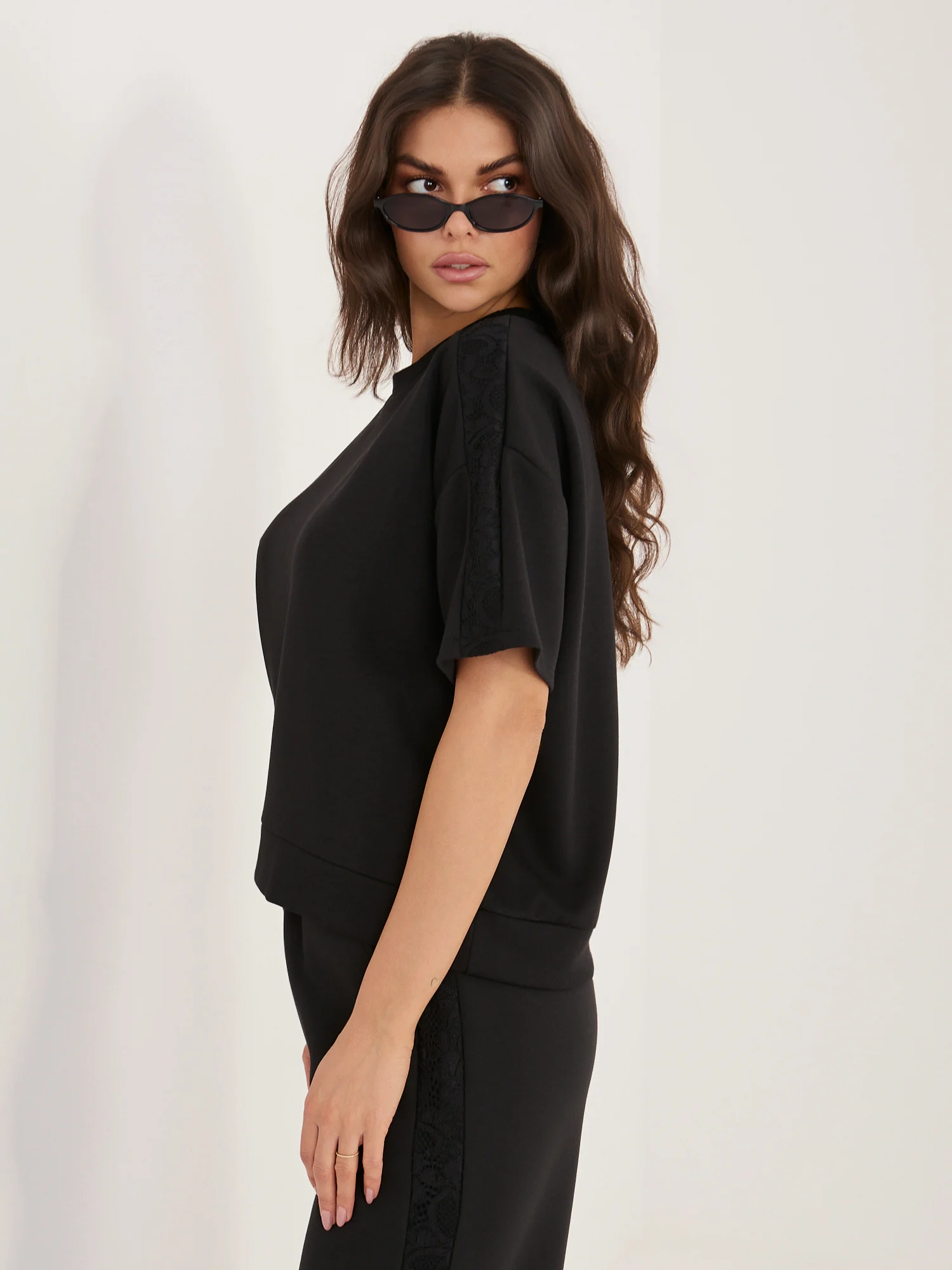 Bluza Dama Mini, Dantela, Maya, Negru Eleganta Office - imagine 4