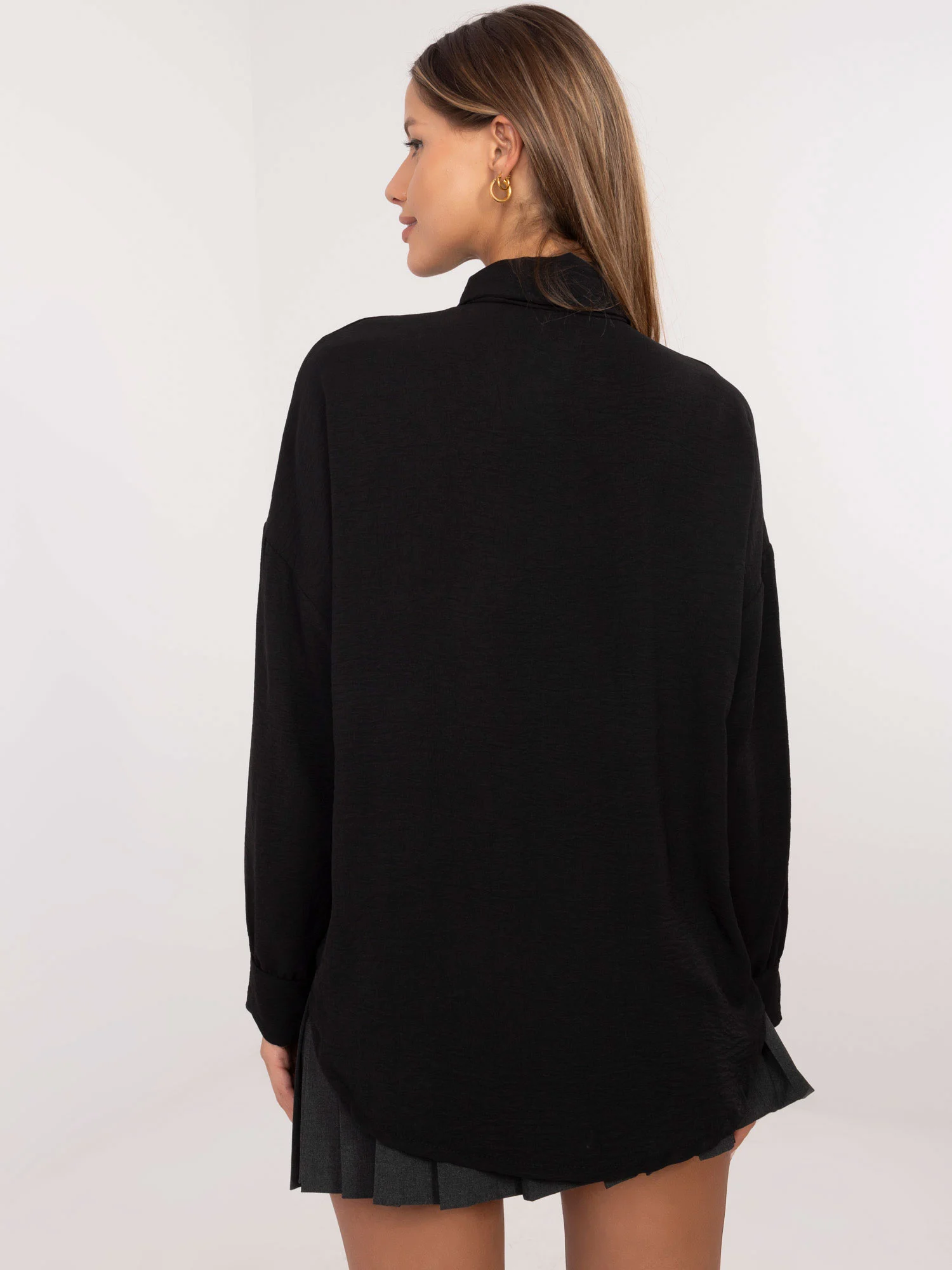 Camasa Dama Elegant, Guler inalt, ITALY MODA, Negru Eleganta Office - imagine 5