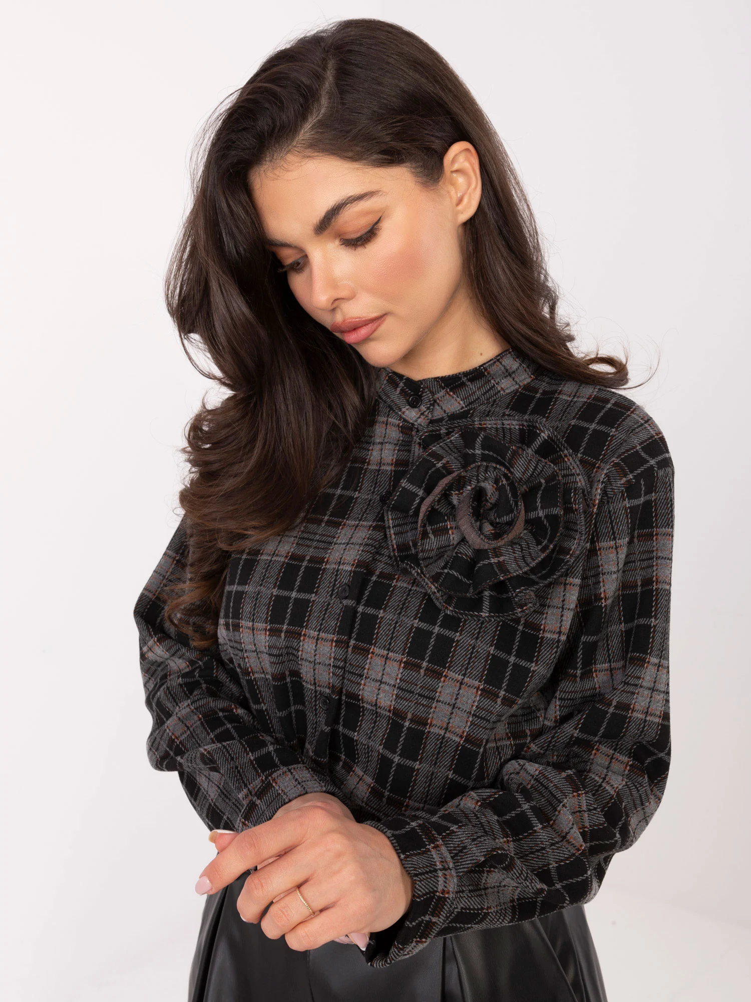 Camasa Dama Maneca lunga, Carouri, ITALY MODA, Negru Casual - imagine 2