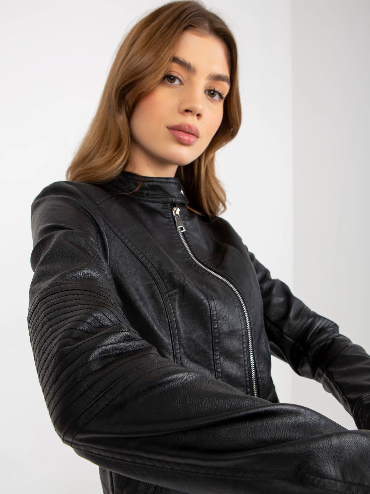 Jacheta Dama Maneca lunga, Guler inalt, Z-Desing Jacket Style, Negru de Vara - imagine 4