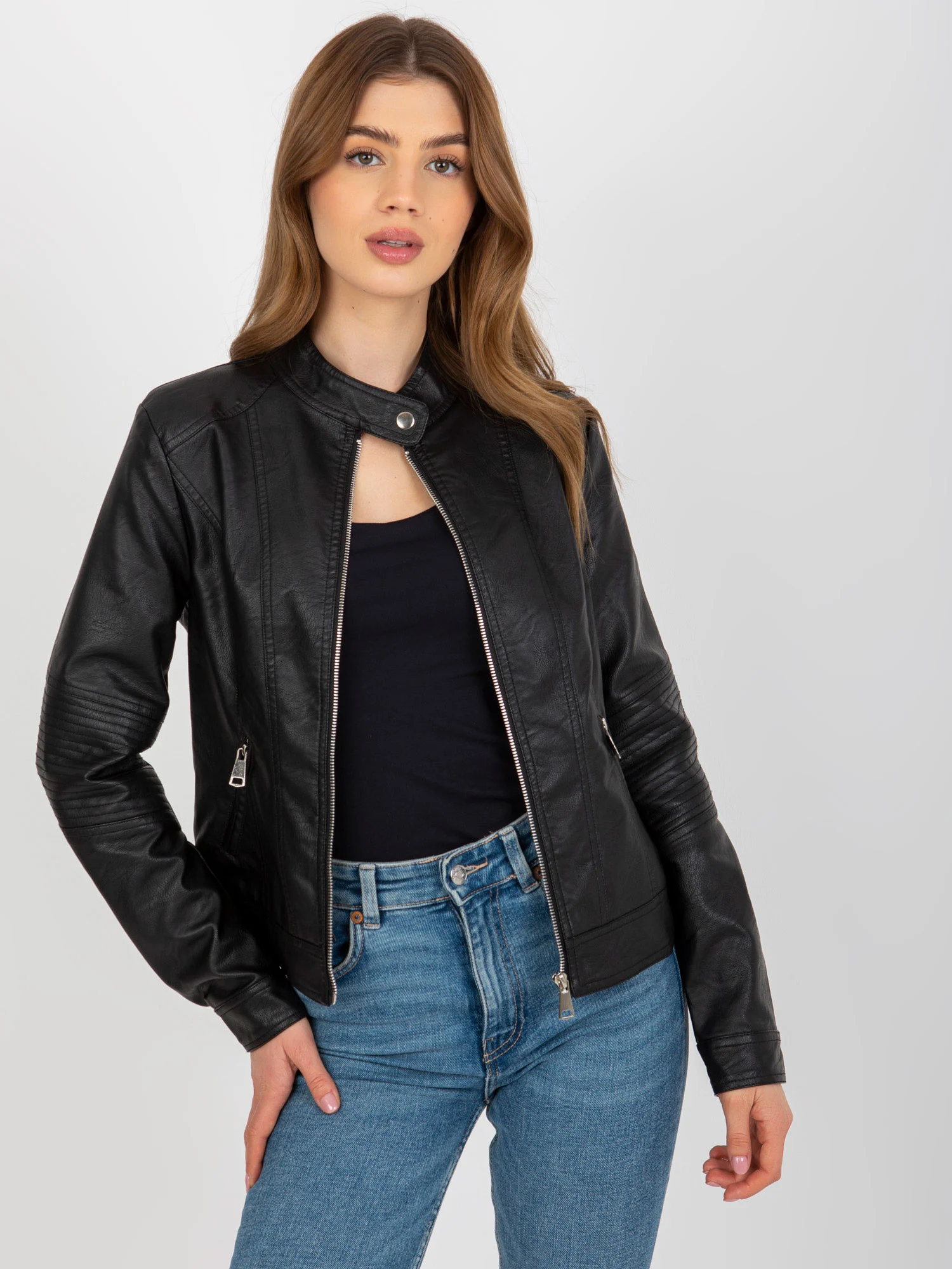 Jacheta Dama Maneca lunga, Guler inalt, Z-Desing Jacket Style, Negru de Vara - imagine 5