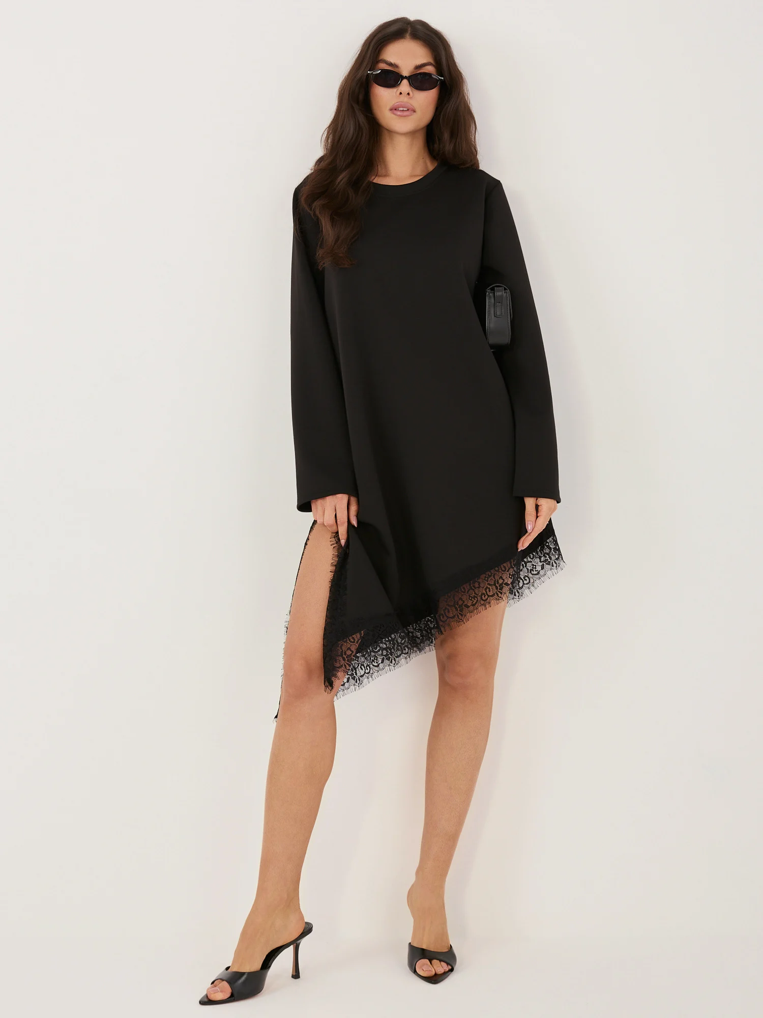 Rochie Dama Maxi, Dantela, Och Bella, Negru Eleganta Office - imagine 3