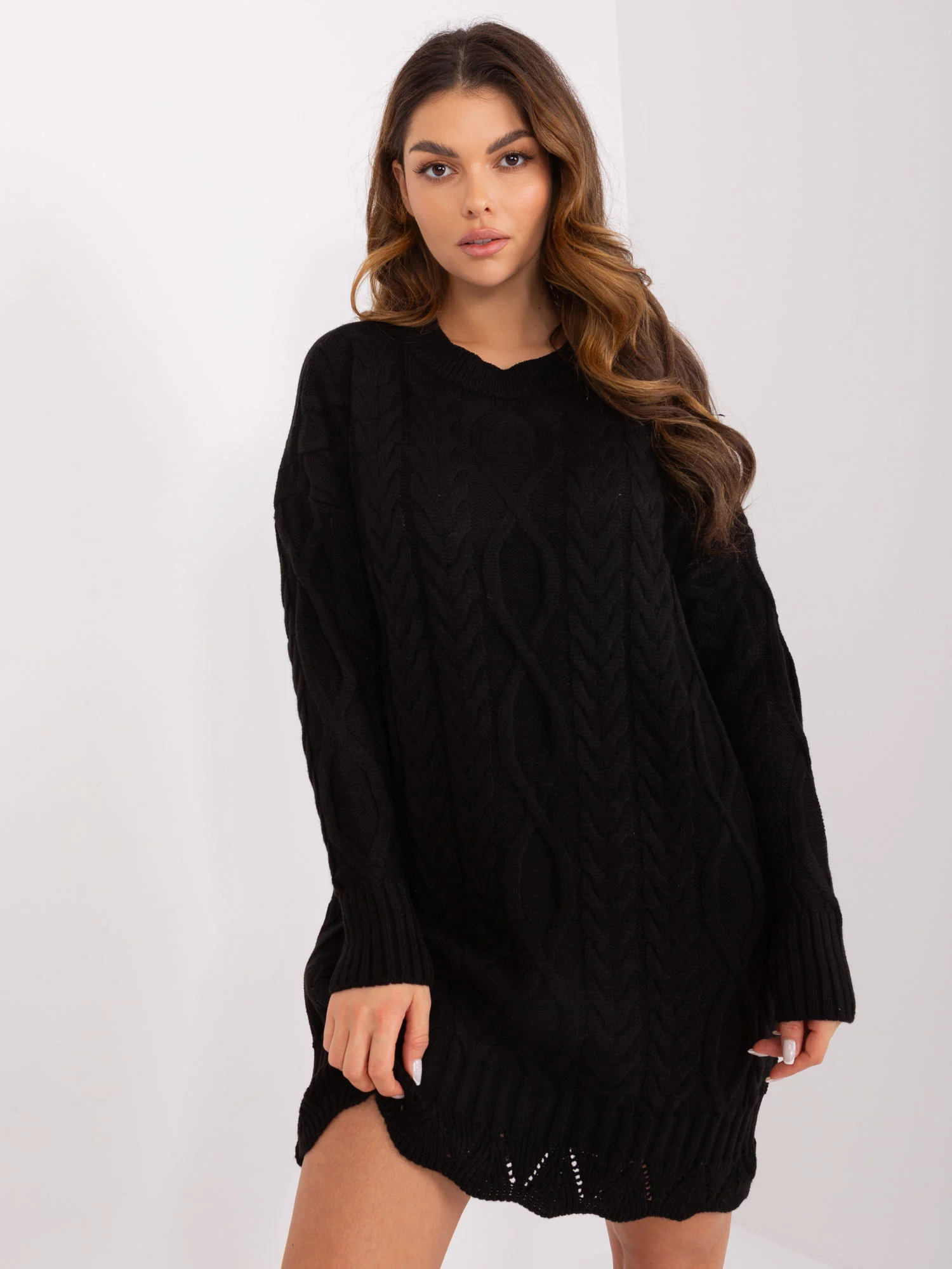 Rochie Dama Midi, Decolteu rotund, RUE PARIS, Negru Casual - Image 3