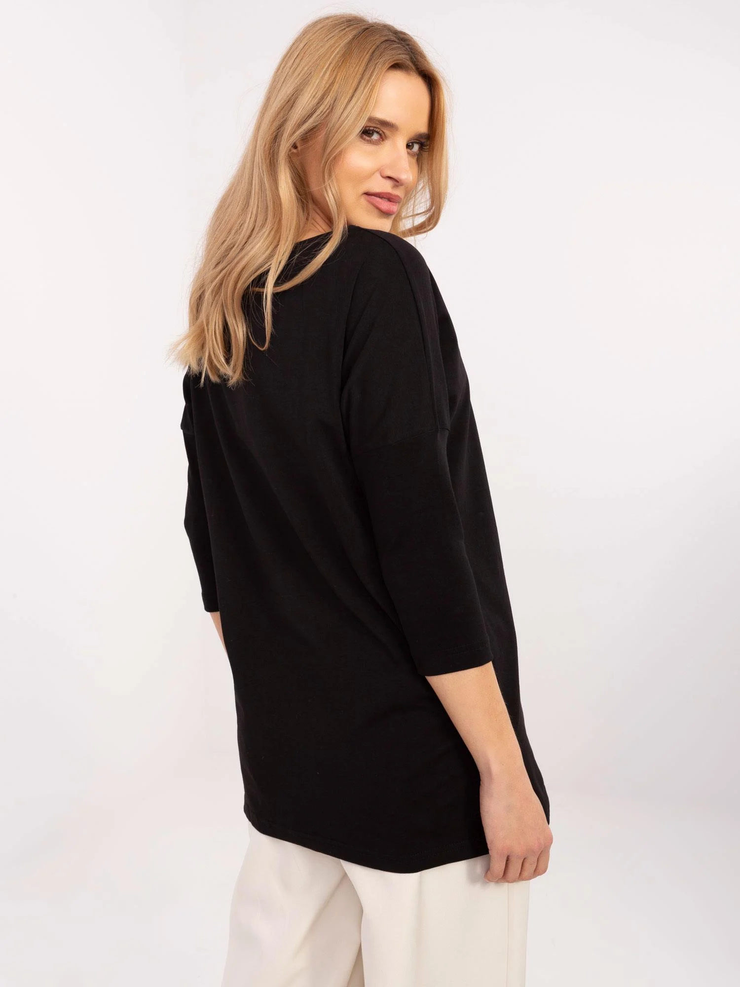 Bluza Dama Maneca 3/4, Animal print, Calimera, Negru - imagine 5