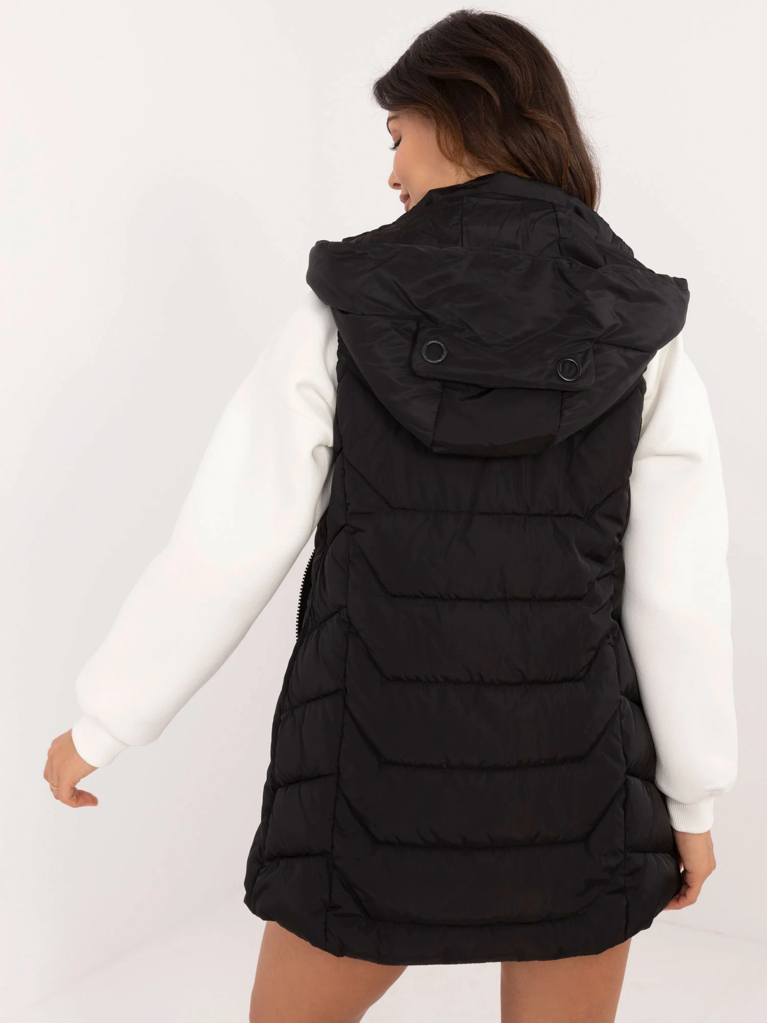 Vesta Dama Fara maneci, Guler inalt, Negru Eleganta Office Marimi Mari - imagine 2