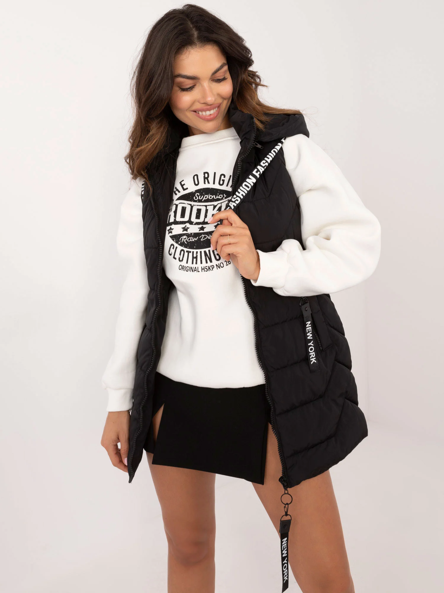 Vesta Dama Fara maneci, Guler inalt, Negru Eleganta Office Marimi Mari - imagine 4