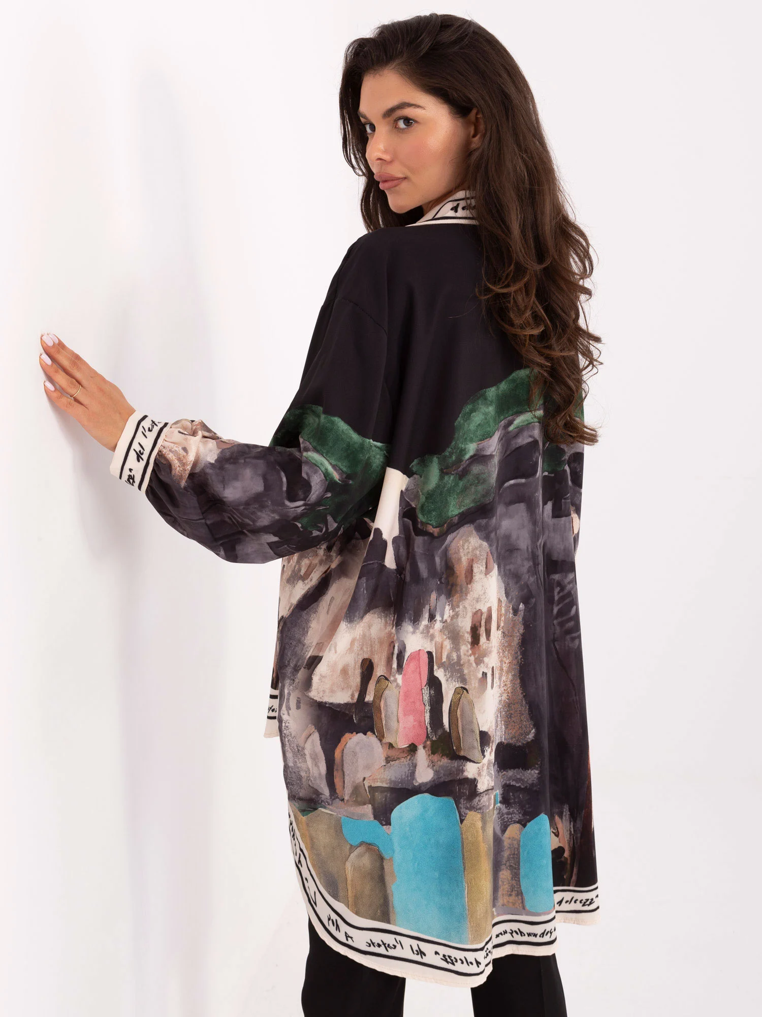 Camasa Dama Maneca lunga, Guler inalt, RUE PARIS, Negru Eleganta Office - imagine 2