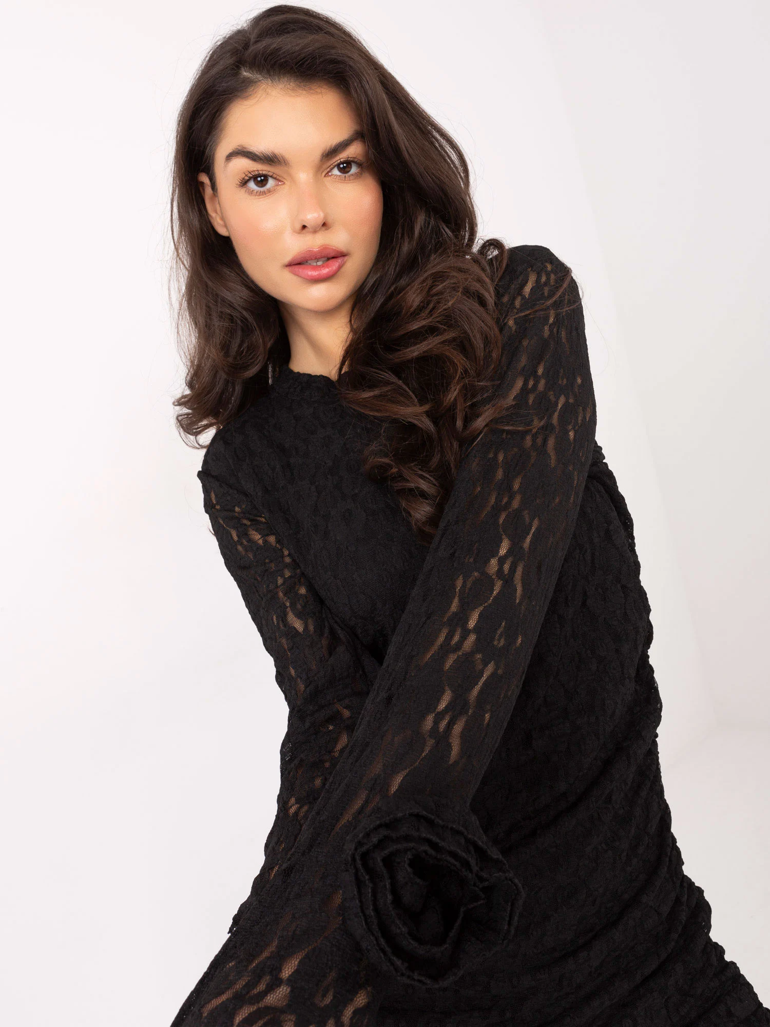 Rochie Dama Maxi, Dantela, ITALY MODA, Negru de Petrecere - Image 5