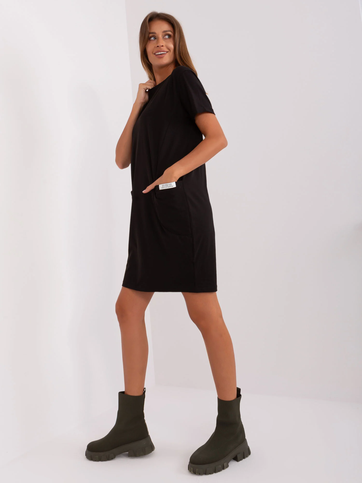 Rochie Dama Mini, Rochie dreapta, RUE PARIS, Negru de Vara - imagine 3