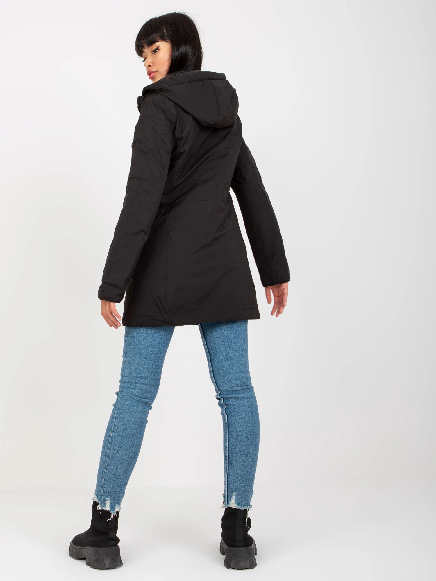 Jacheta Dama Maneca lunga, Maneca lunga, MINORITY, Negru Eleganta Office Marimi Mari - imagine 7