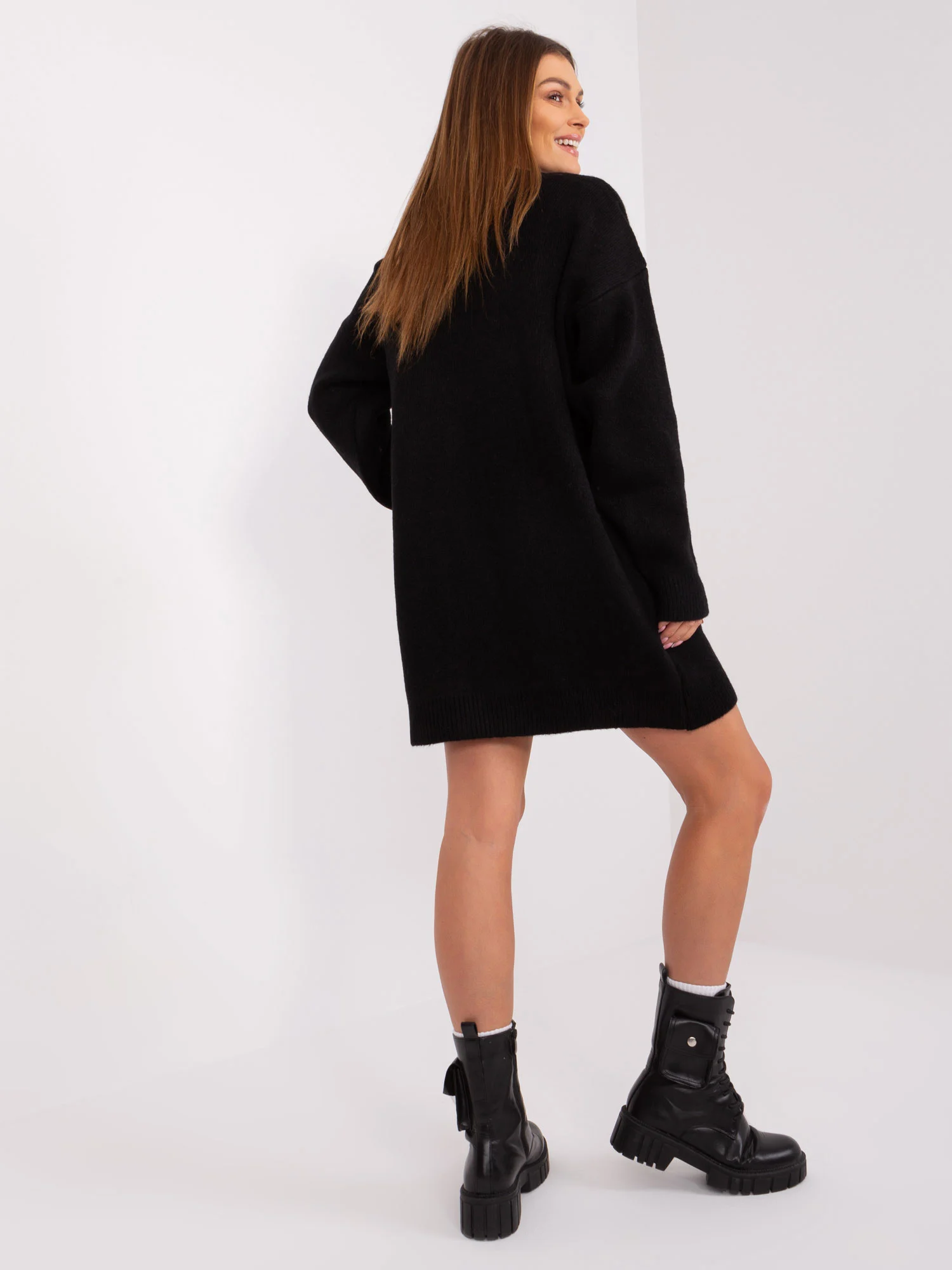 Rochie Dama Mini, Decolteu rotund, BADU, Negru Eleganta Office - imagine 3