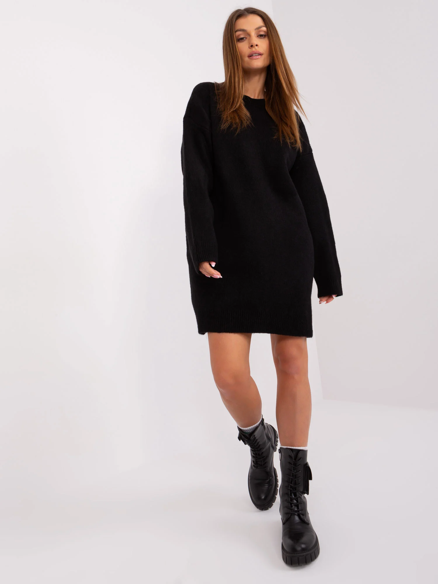 Rochie Dama Mini, Decolteu rotund, BADU, Negru Eleganta Office - imagine 4