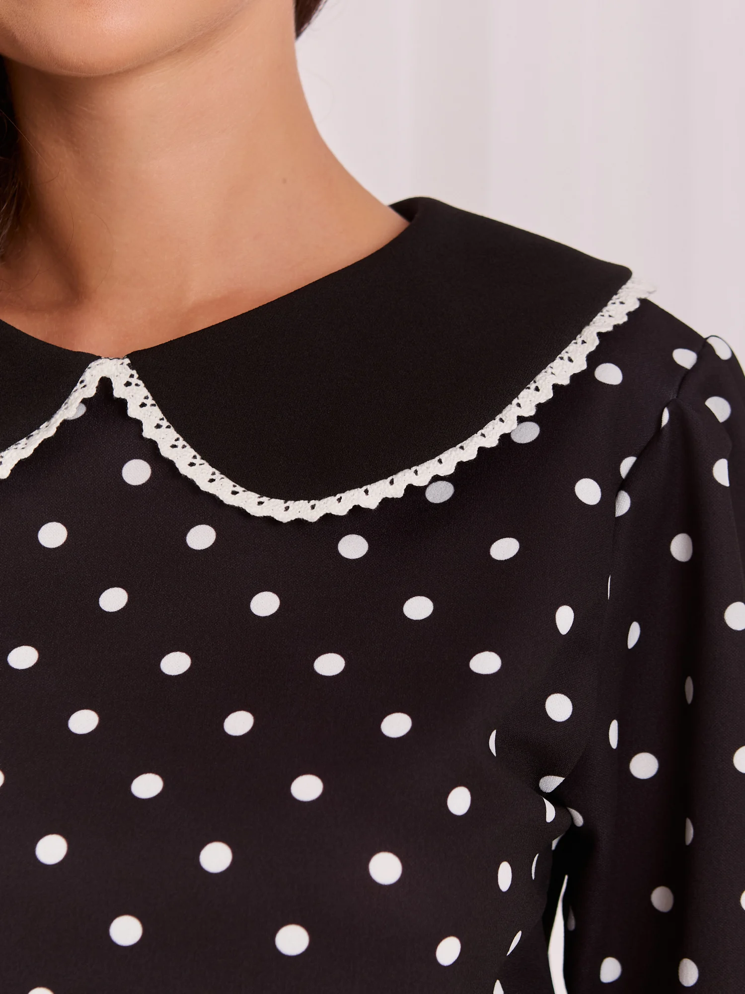 Bluza Dama Mini, Buline, ITALY MODA, Negru Eleganta Office - imagine 2
