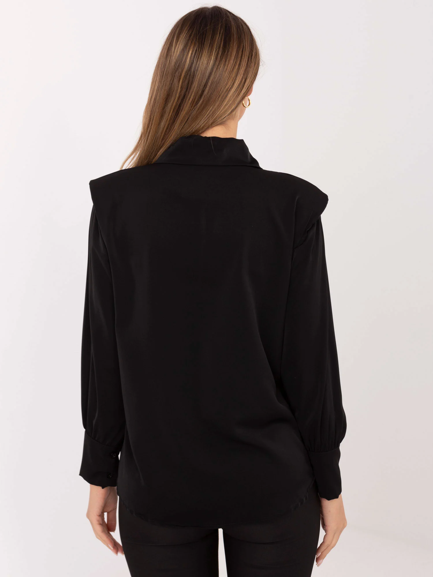 Camasa Dama Maneca lunga, Elegant, ITALY MODA, Negru Eleganta Office - imagine 5