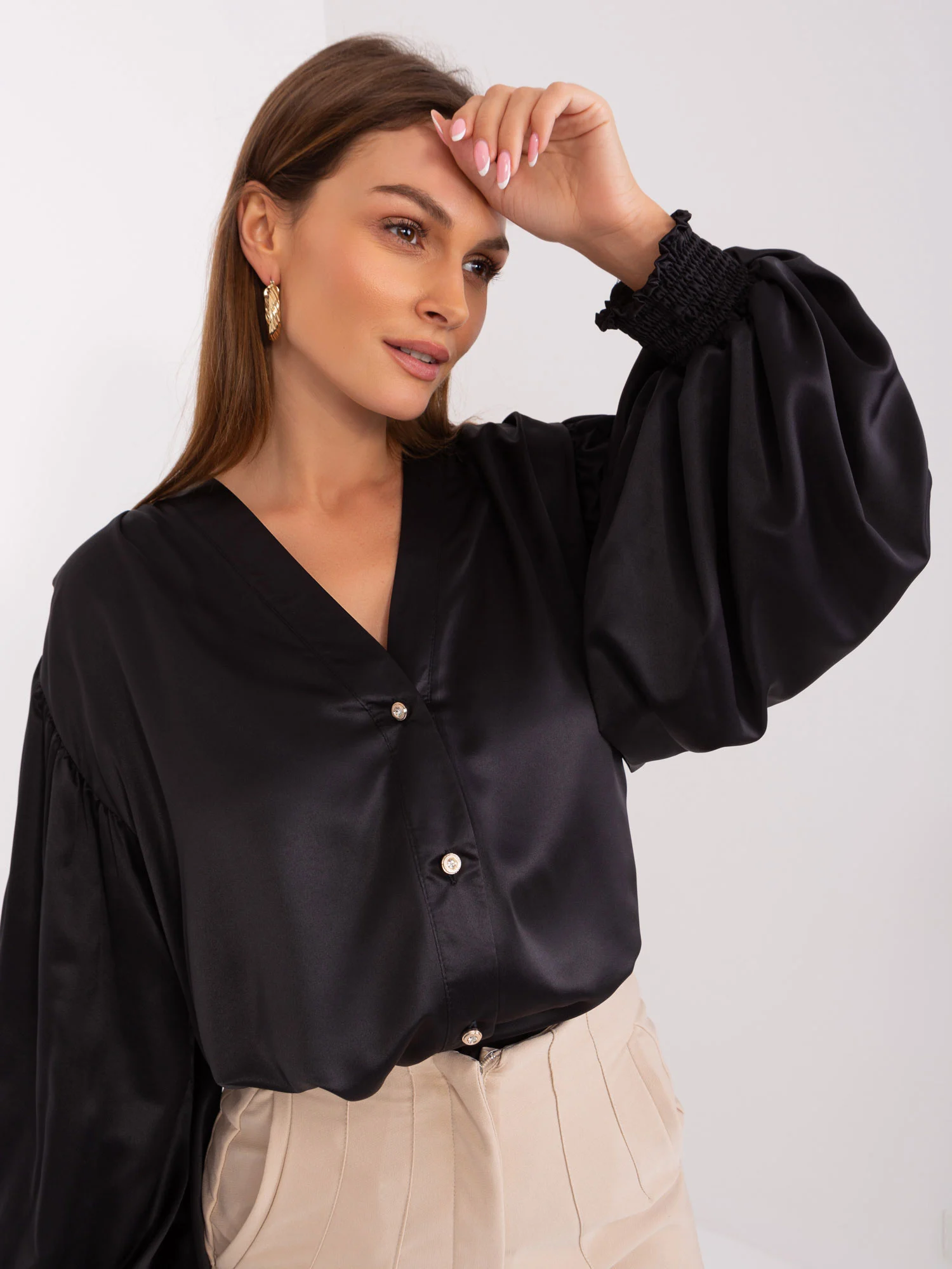 Camasa Dama Maneca lunga, Elegant, LAKERTA, Negru Eleganta - Image 3