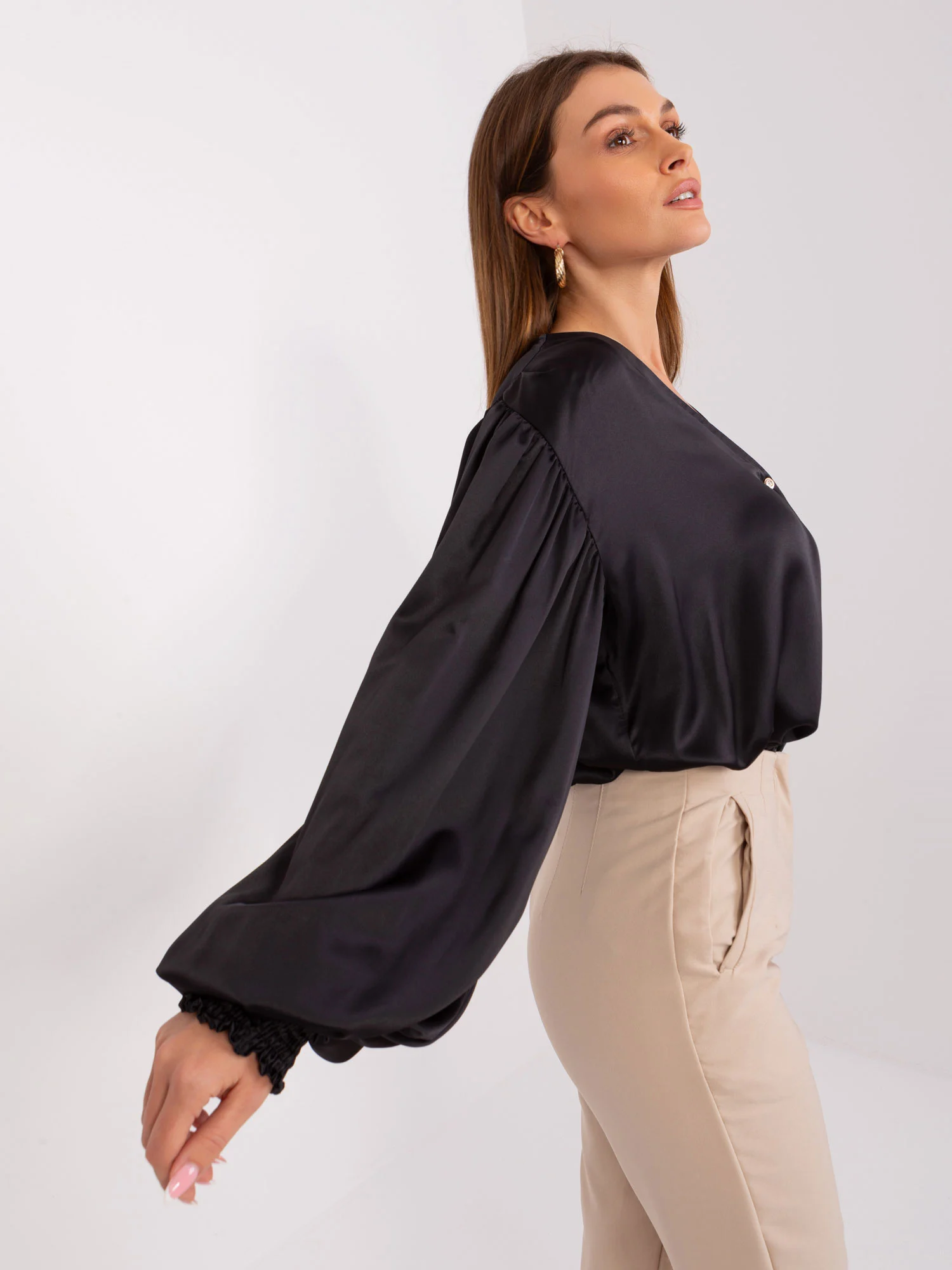 Camasa Dama Maneca lunga, Elegant, LAKERTA, Negru Eleganta - Image 6
