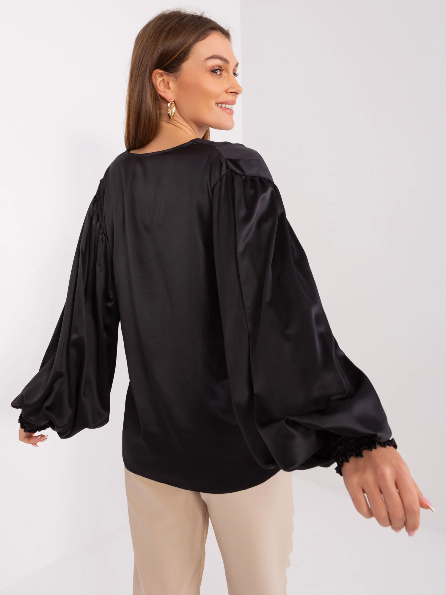 Camasa Dama Maneca lunga, Elegant, LAKERTA, Negru Eleganta - Image 2