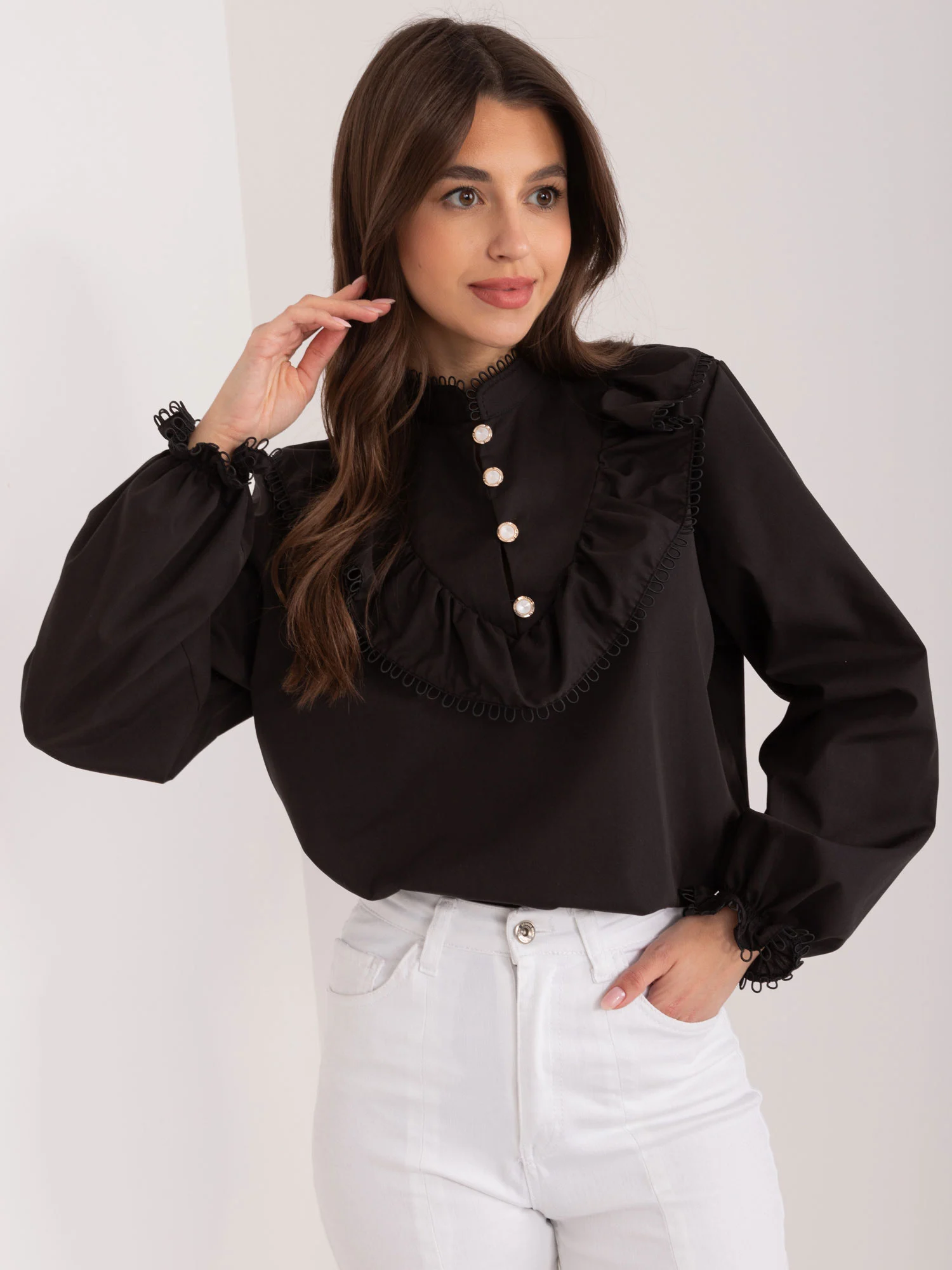 Camasa Dama Maneca lunga, Elegant, LAKERTA, Negru Eleganta Office - Image 2