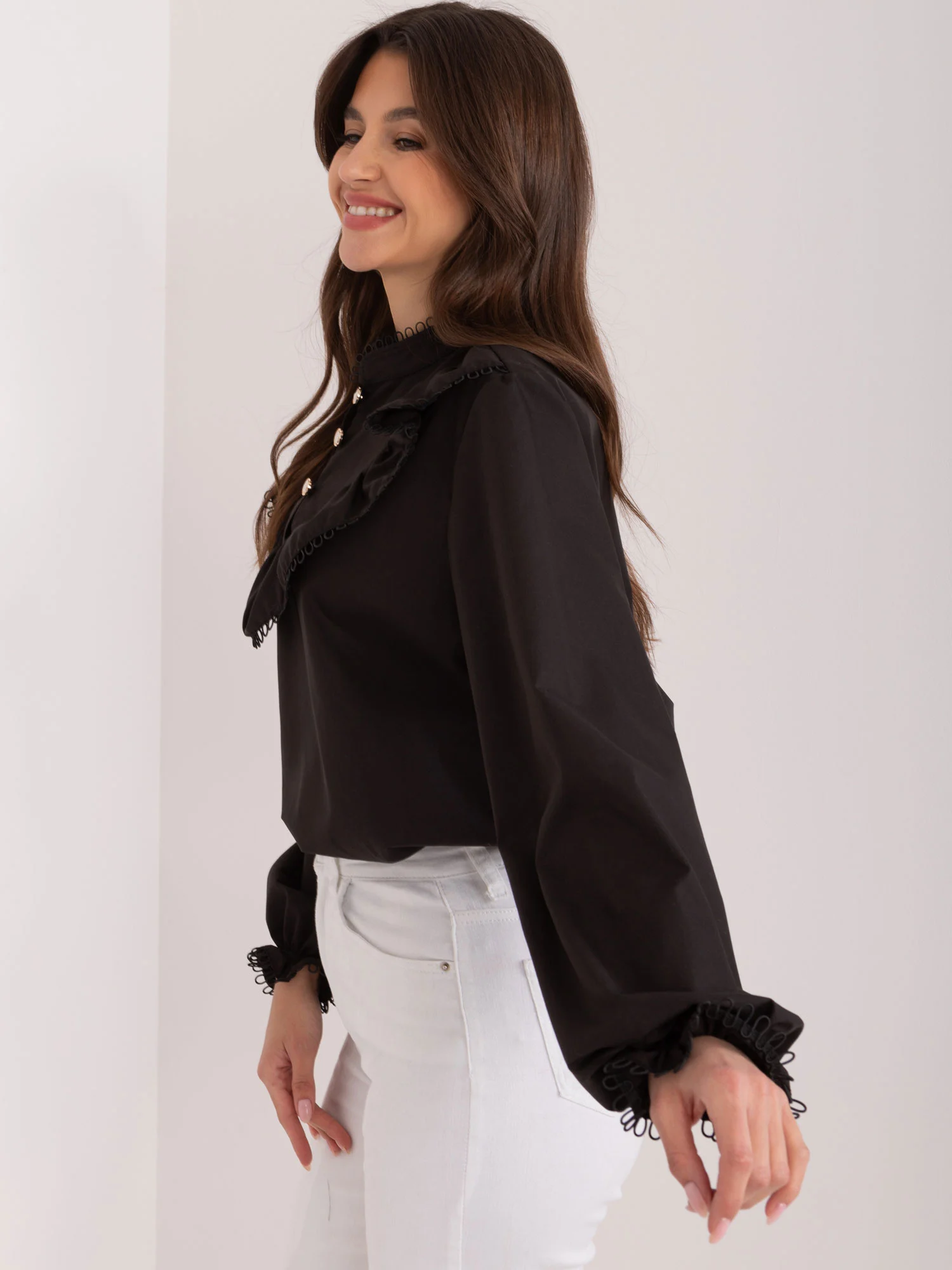 Camasa Dama Maneca lunga, Elegant, LAKERTA, Negru Eleganta Office - Image 3