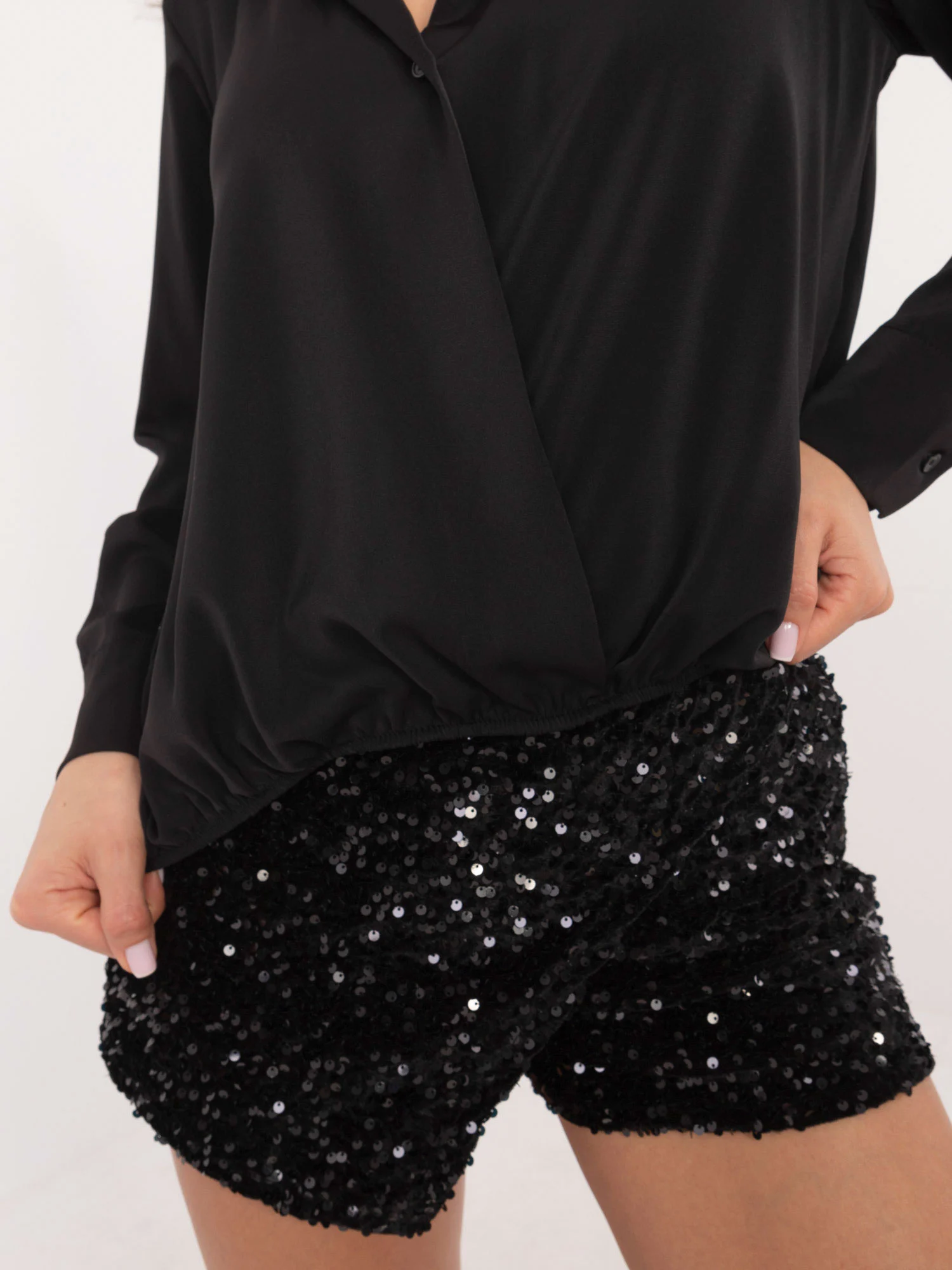 Camasa Dama Maneca lunga, Elegant, ITALY MODA, Negru Eleganta Office - imagine 2