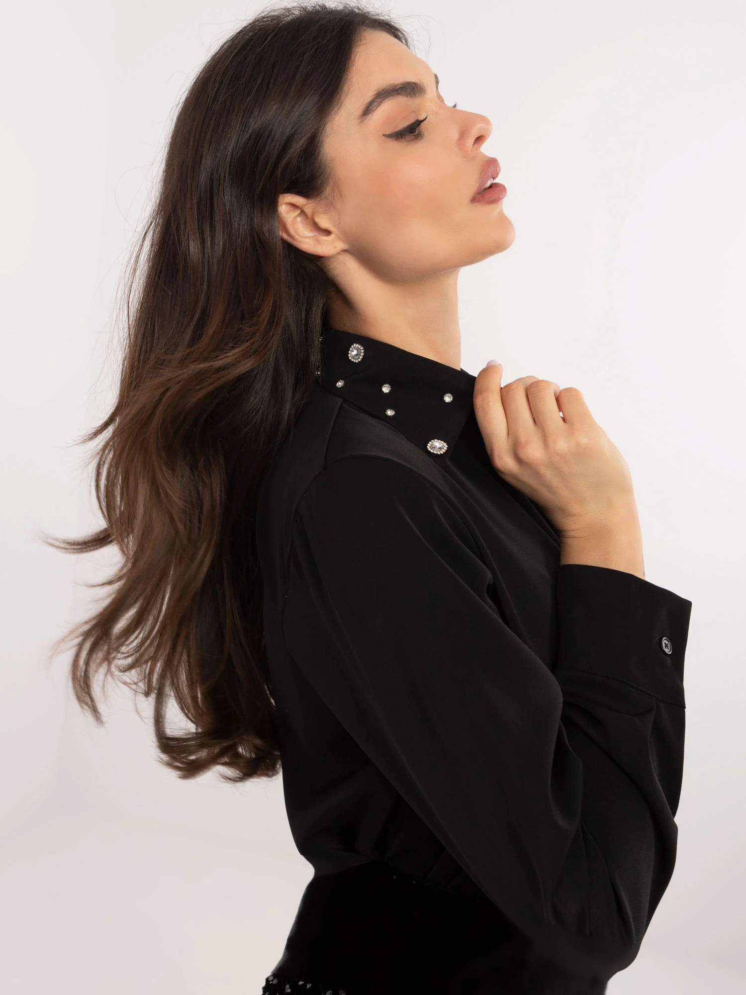 Camasa Dama Maneca lunga, Elegant, ITALY MODA, Negru Eleganta Office - imagine 6