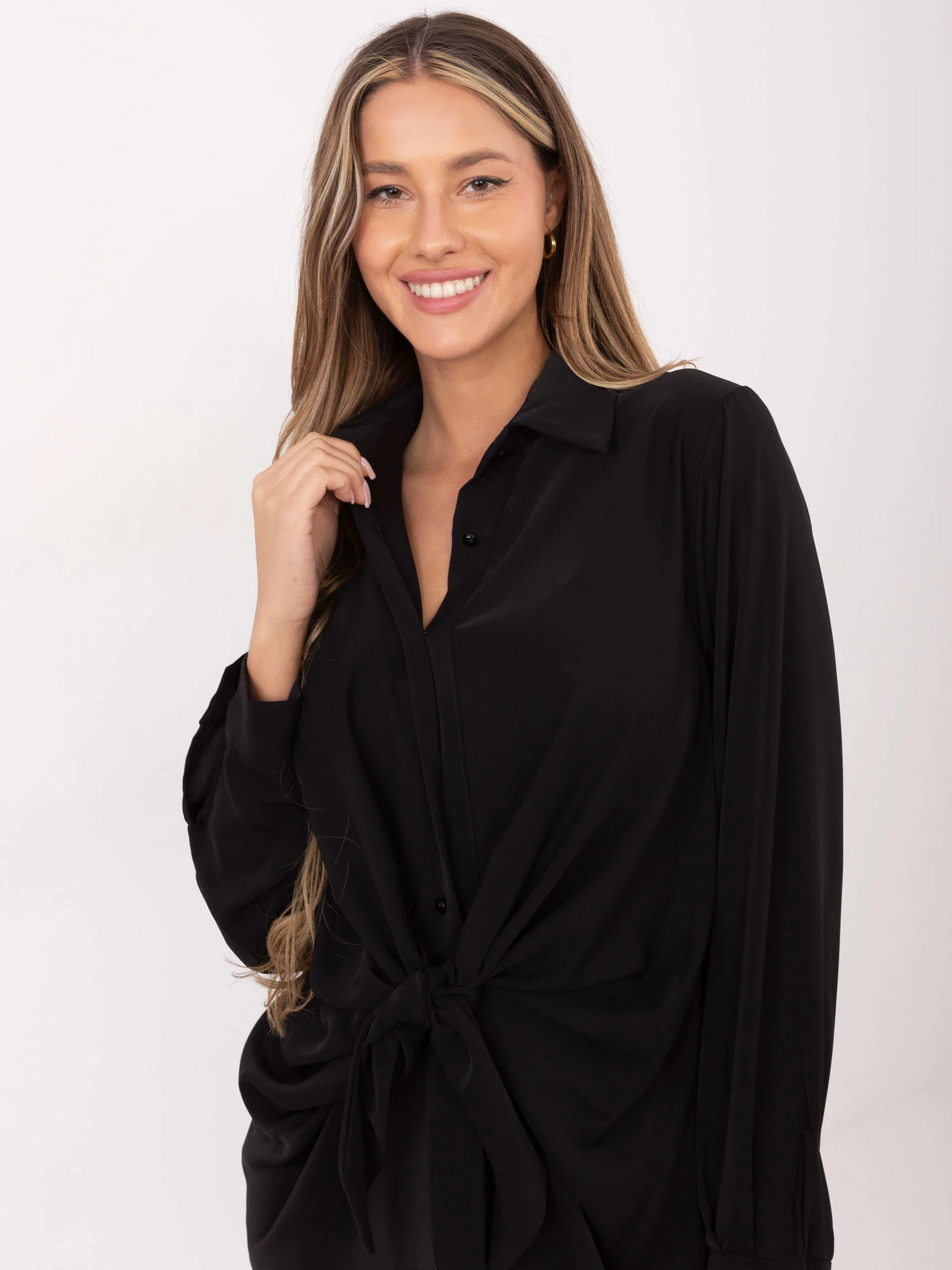 Camasa Dama Maneca lunga, Elegant, RED LINE, Negru Eleganta Office - imagine 3