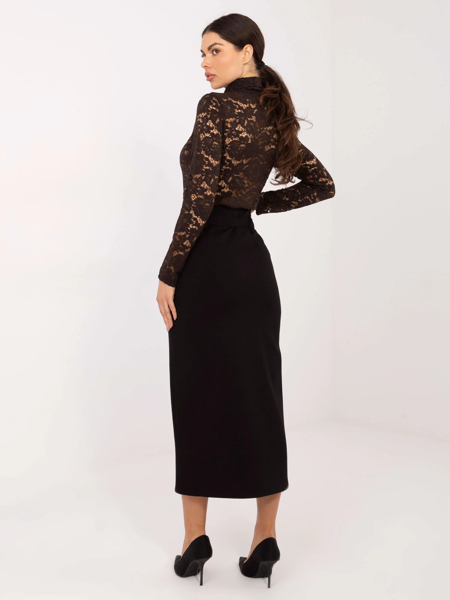 Fusta Dama Midi, Elegant, RUE PARIS, Negru de Petrecere - imagine 3