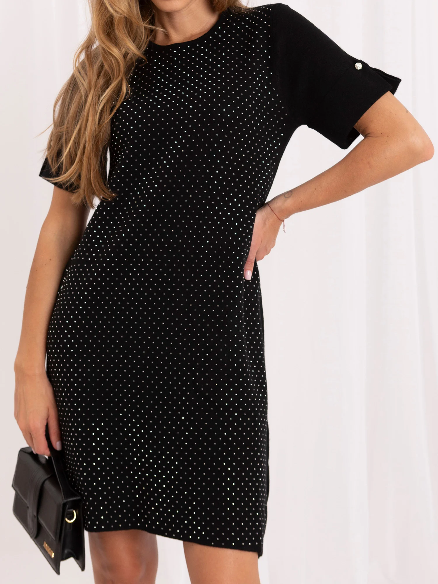 Rochie Dama Mini, Alta croiala, ITALY MODA, Negru de Petrecere - imagine 5