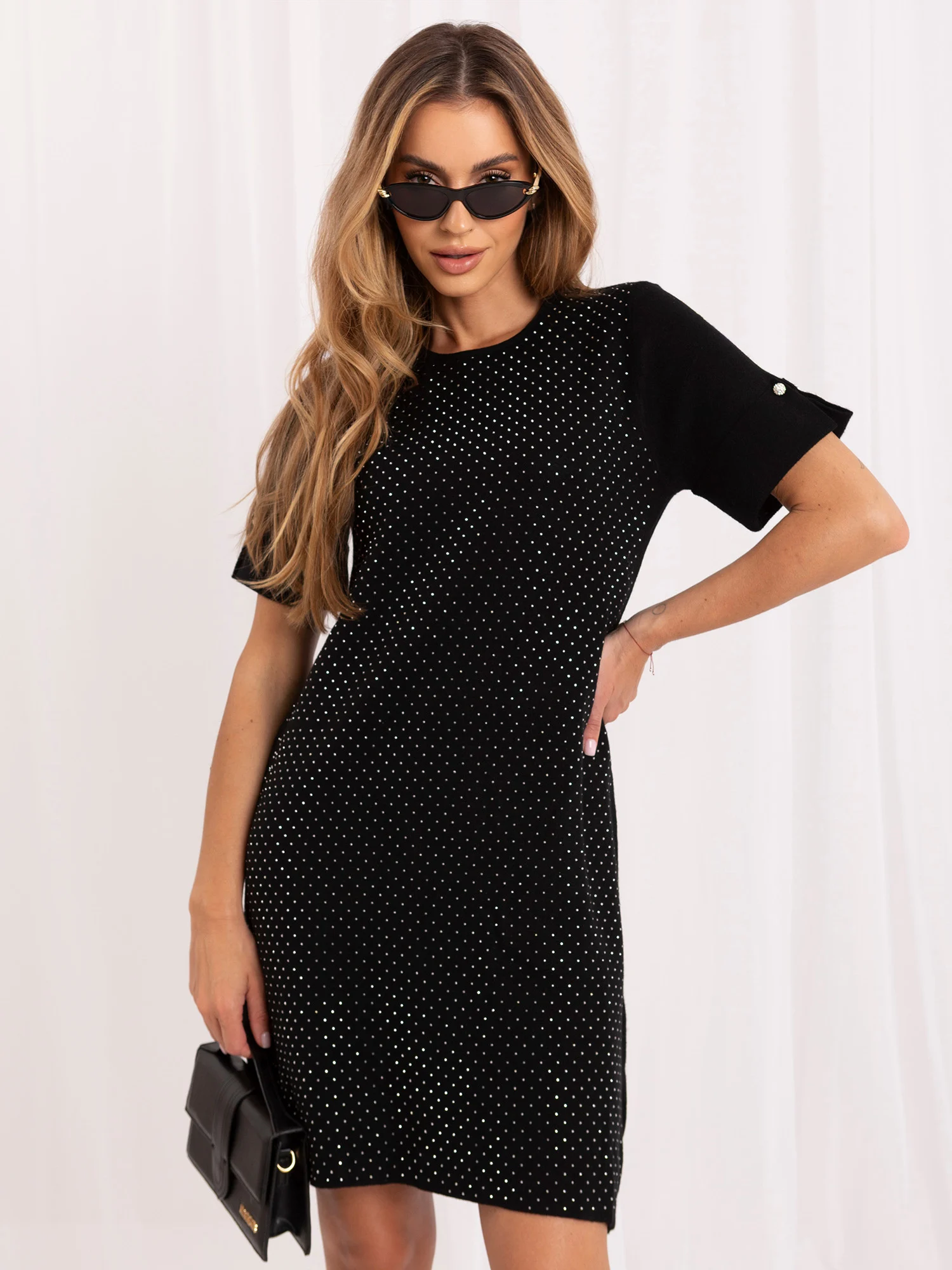 Rochie Dama Mini, Alta croiala, ITALY MODA, Negru de Petrecere - imagine 7