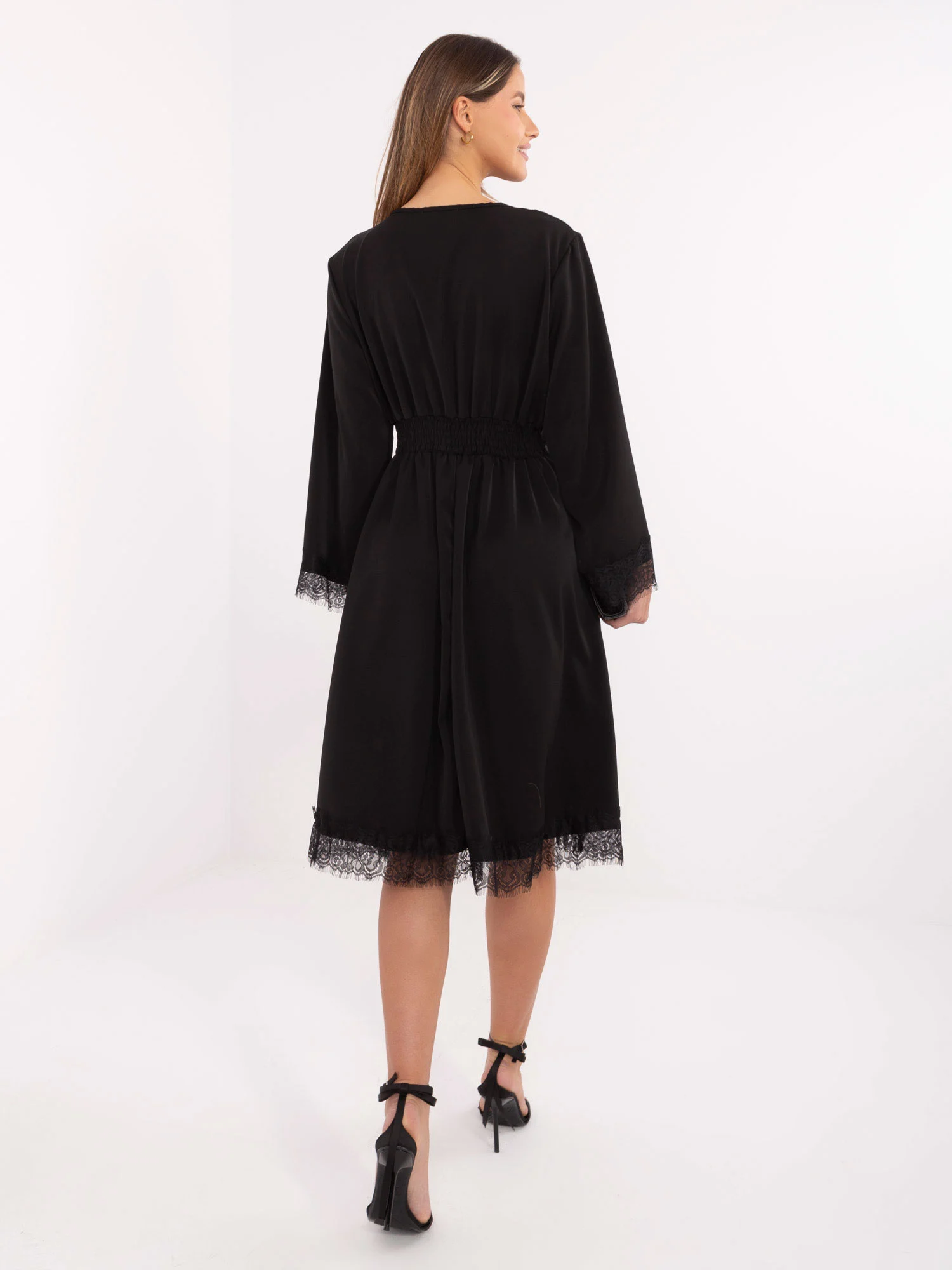 Rochie Dama Maxi, Dantela, ITALY MODA, Negru Eleganta Office - Image 4