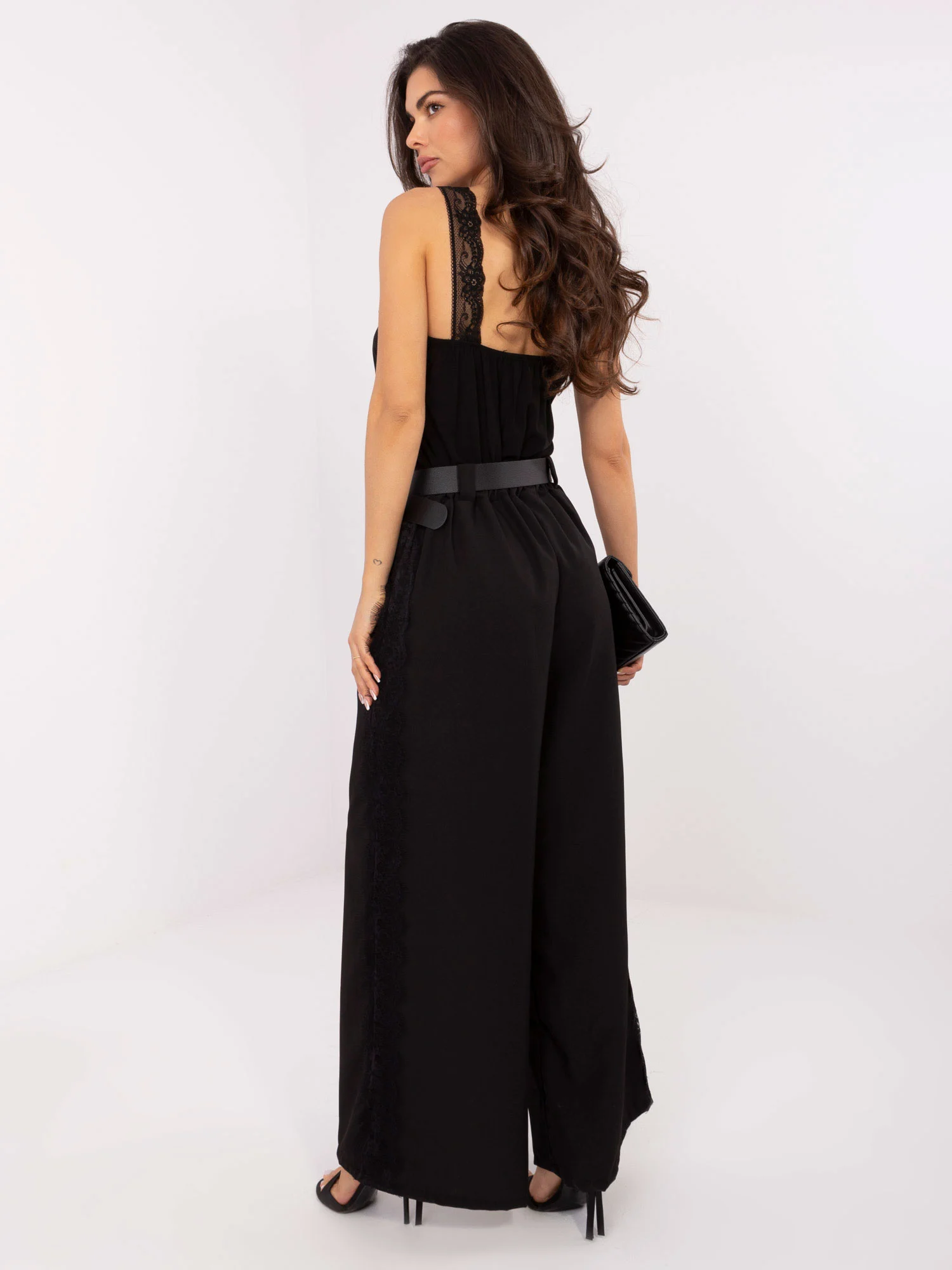 Pantaloni Dama Dantela, Elegant, ITALY MODA, Negru Eleganta Office - imagine 4