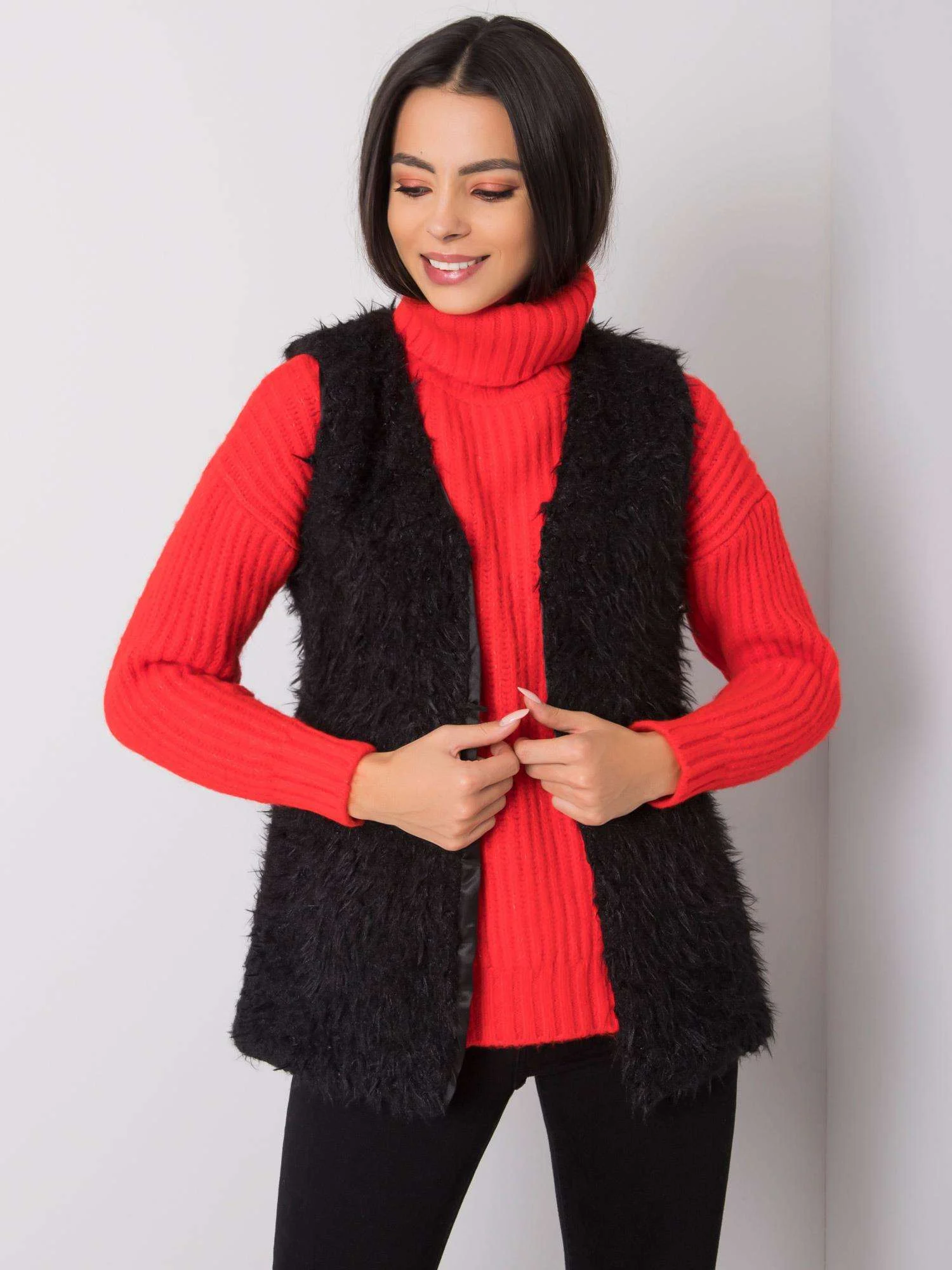Vesta Dama Fara maneci, Fara maneci, Och Bella, Negru Eleganta Office Marimi Mari - imagine 3