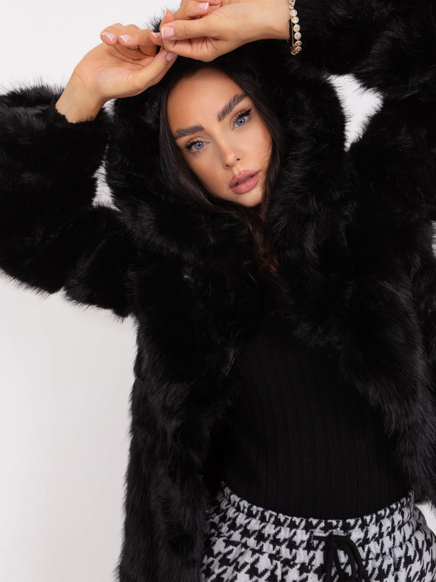Jacheta Dama Maneca lunga, Guler inalt, Wool Fashion Italia, Negru de Vara Marimi Mari - imagine 2