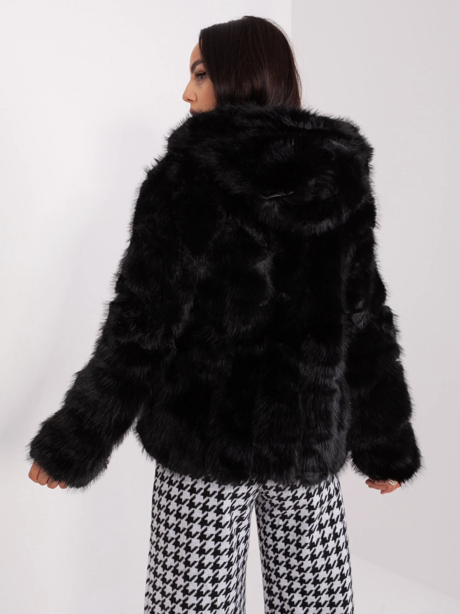 Jacheta Dama Maneca lunga, Guler inalt, Wool Fashion Italia, Negru de Vara Marimi Mari - imagine 5