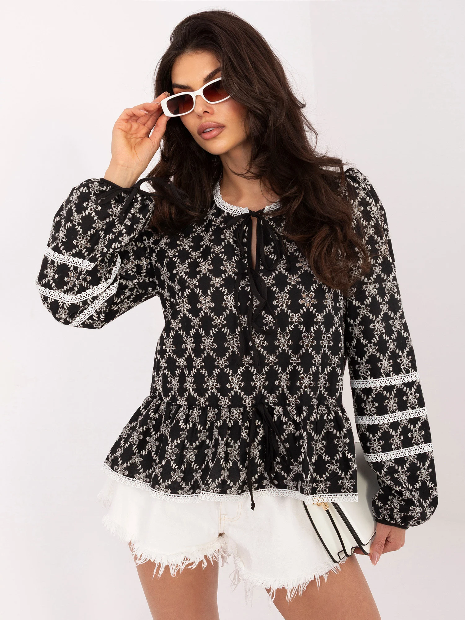 Bluza Dama Maneca lunga, Decolteu rotund, LAKERTA, Negru Eleganta Office - imagine 6
