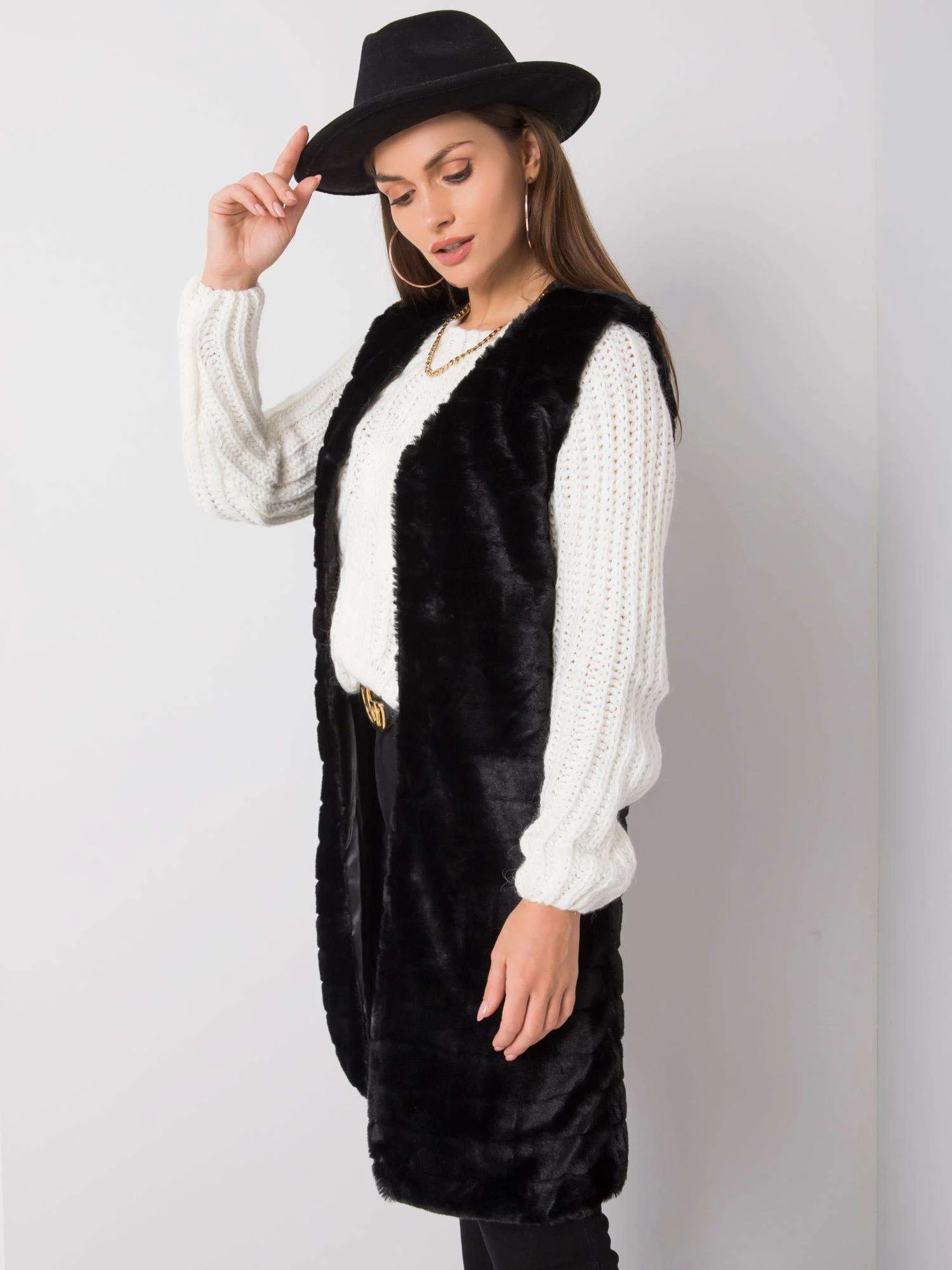 Vesta Dama Fara maneci, Elegant, Och Bella, Negru Eleganta Office - imagine 3